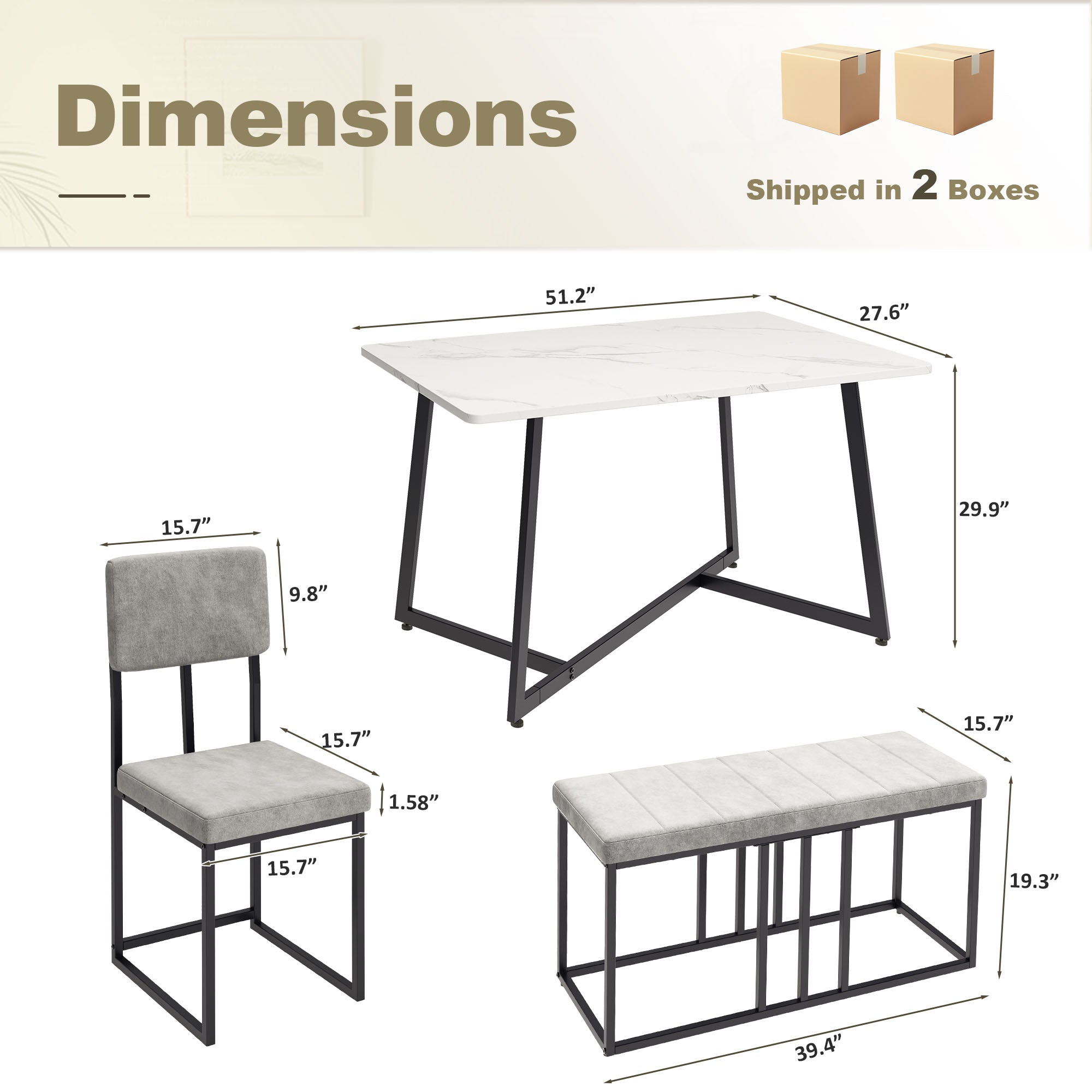 PAPROOS 6 Piece Dining Room Table Set
