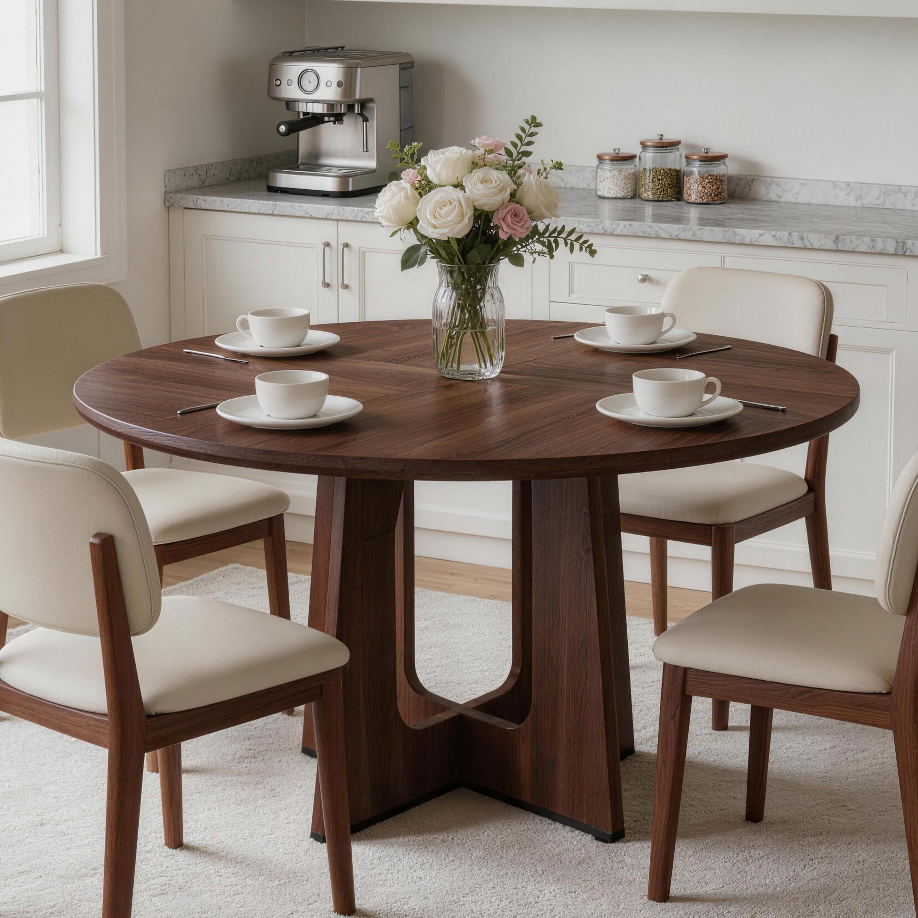 PAPROOS 47'' Round Dining Table for 4