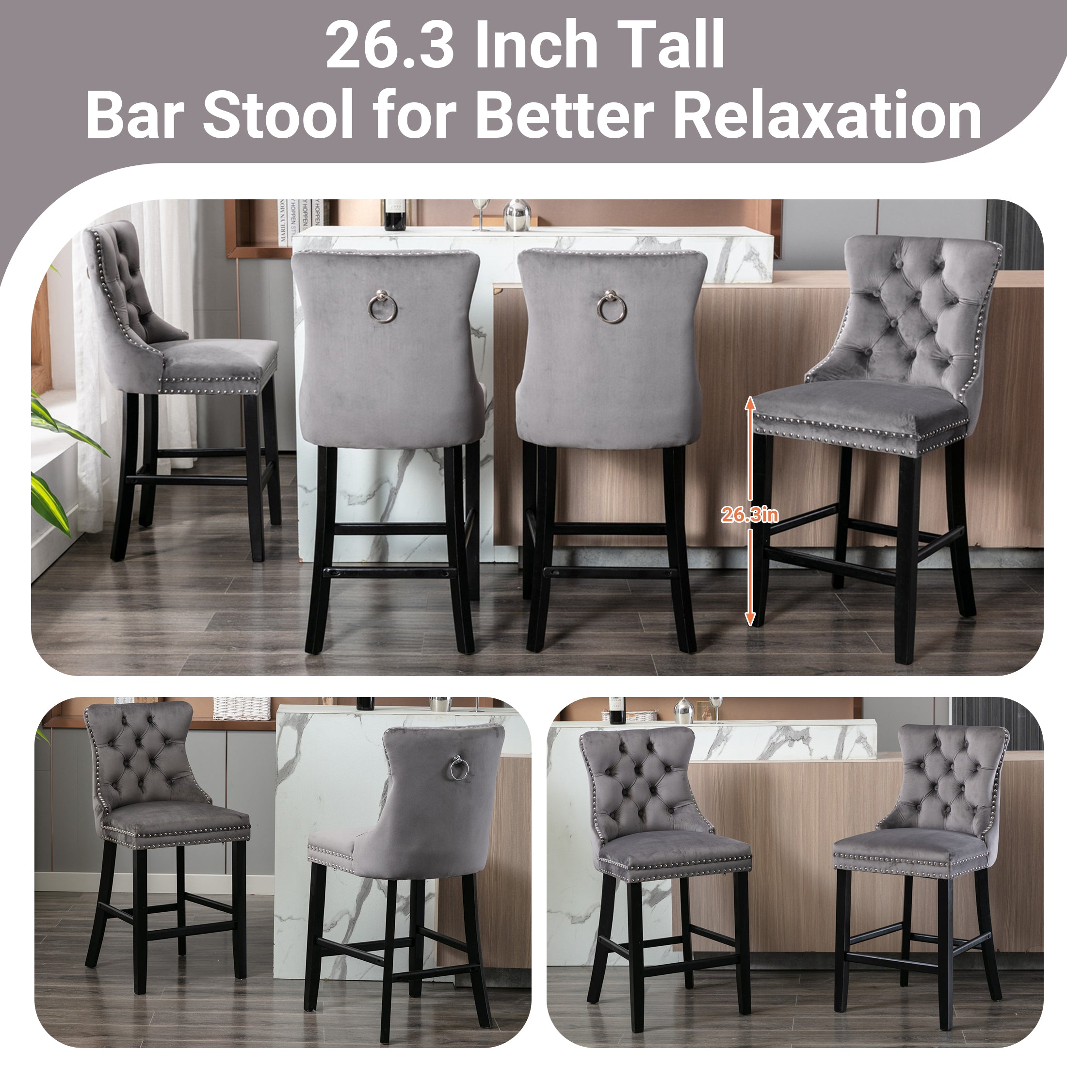 PAPROOS Bar Stools Set of 4