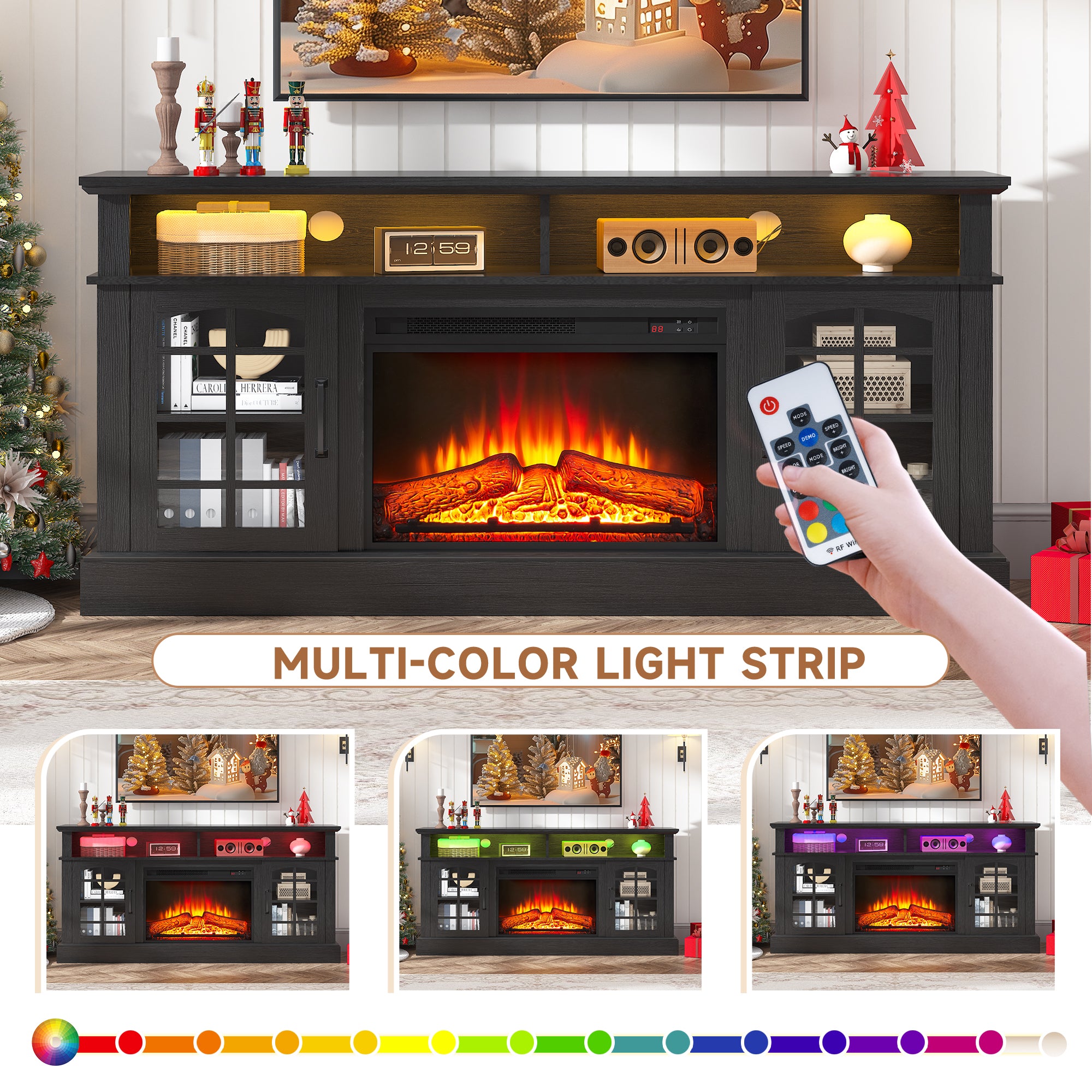 PAPROOS Fireplace TV Stand for 65inch TVs