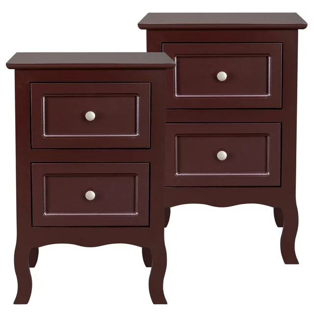 paproos Modern Bed Side Table Set of 2, Nightstand with with 2 Storage Drawers, Sofa Side Table for Living Room, Bedroom, White