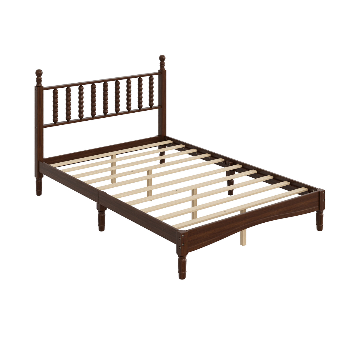 PAPROOS Queen Bed Frame with Spindle Headboard