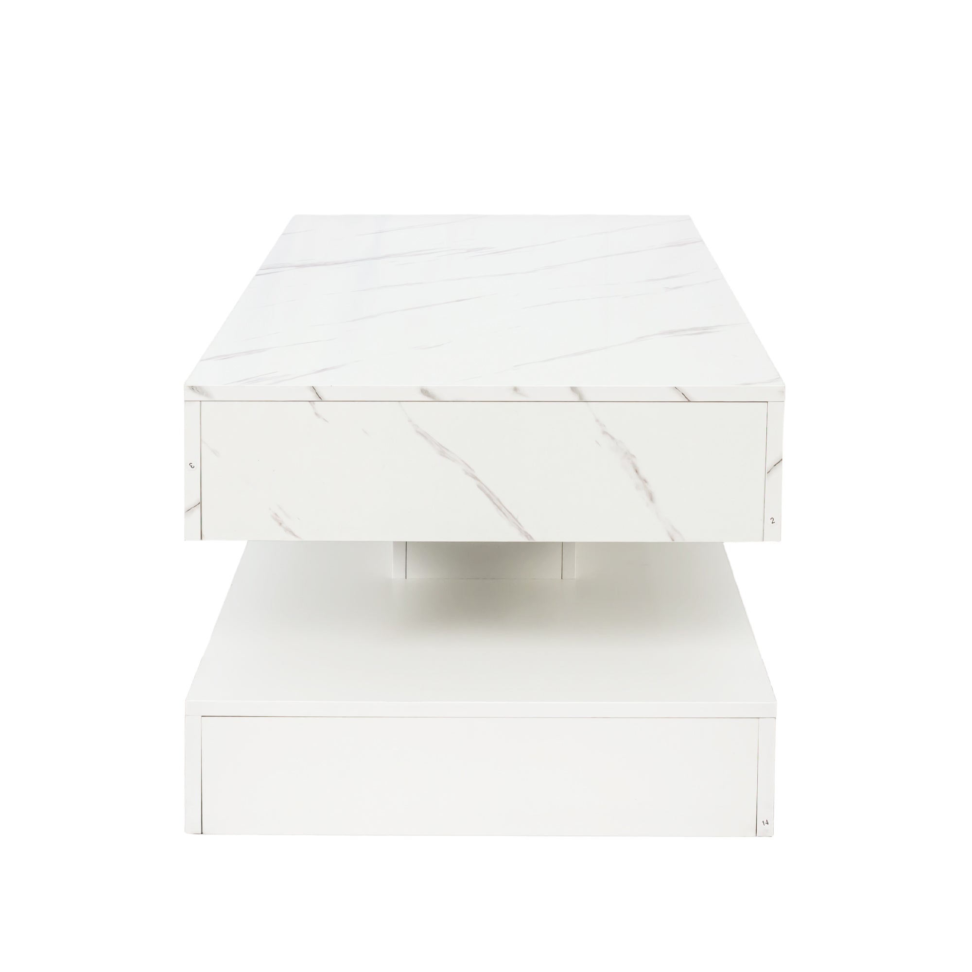 PAPROOS LED White Coffee Table 39" with 2 Drawers