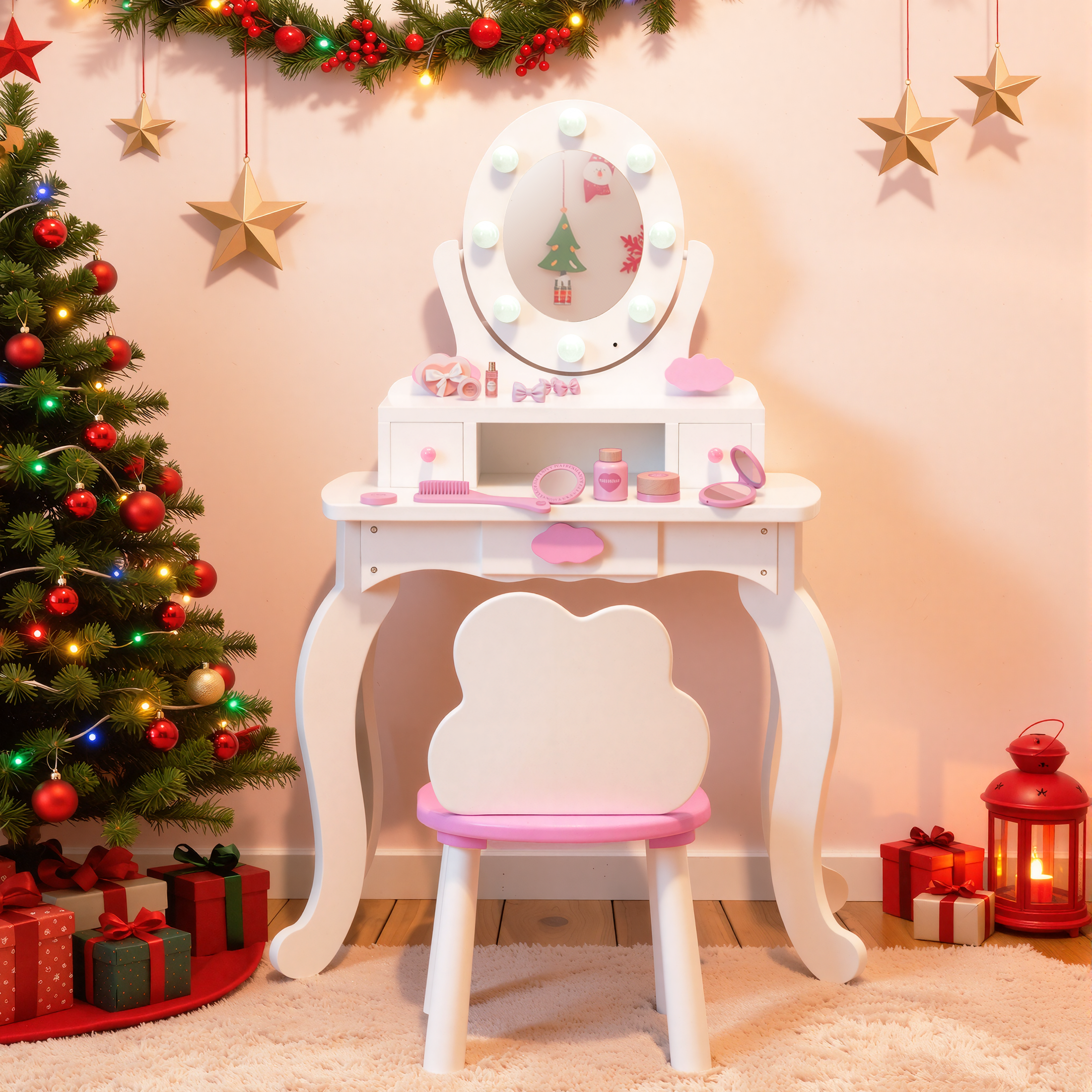 PAPROOS Kids Vanity Set with Mirror