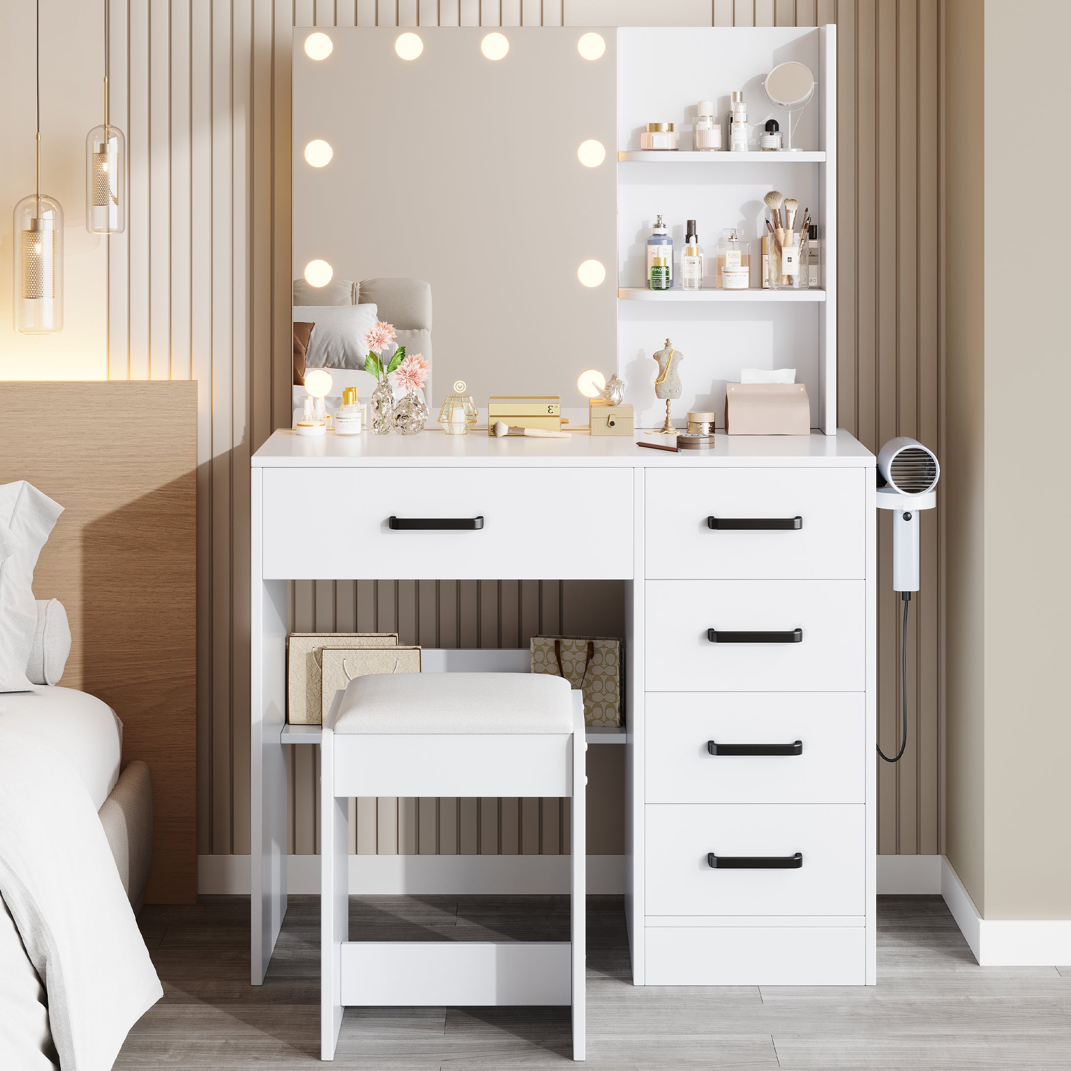 PAPROOS Vanity Set with Mirror and Light