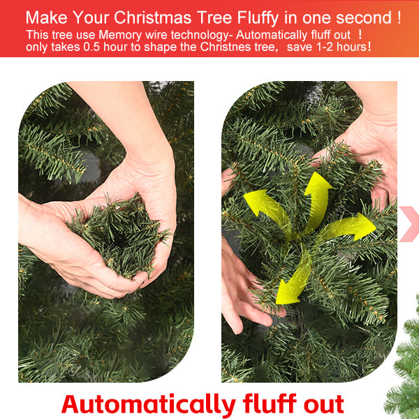 PAPROOS Christmas Tree, 6FT Hinged Artificial Christmas Tree with 760 Lush Tips, Unlit PVC Xmas Tress with Memory Wire, Metal Base, Easy Setup, Christmas Tree for Indoor Holiday Decor, Green