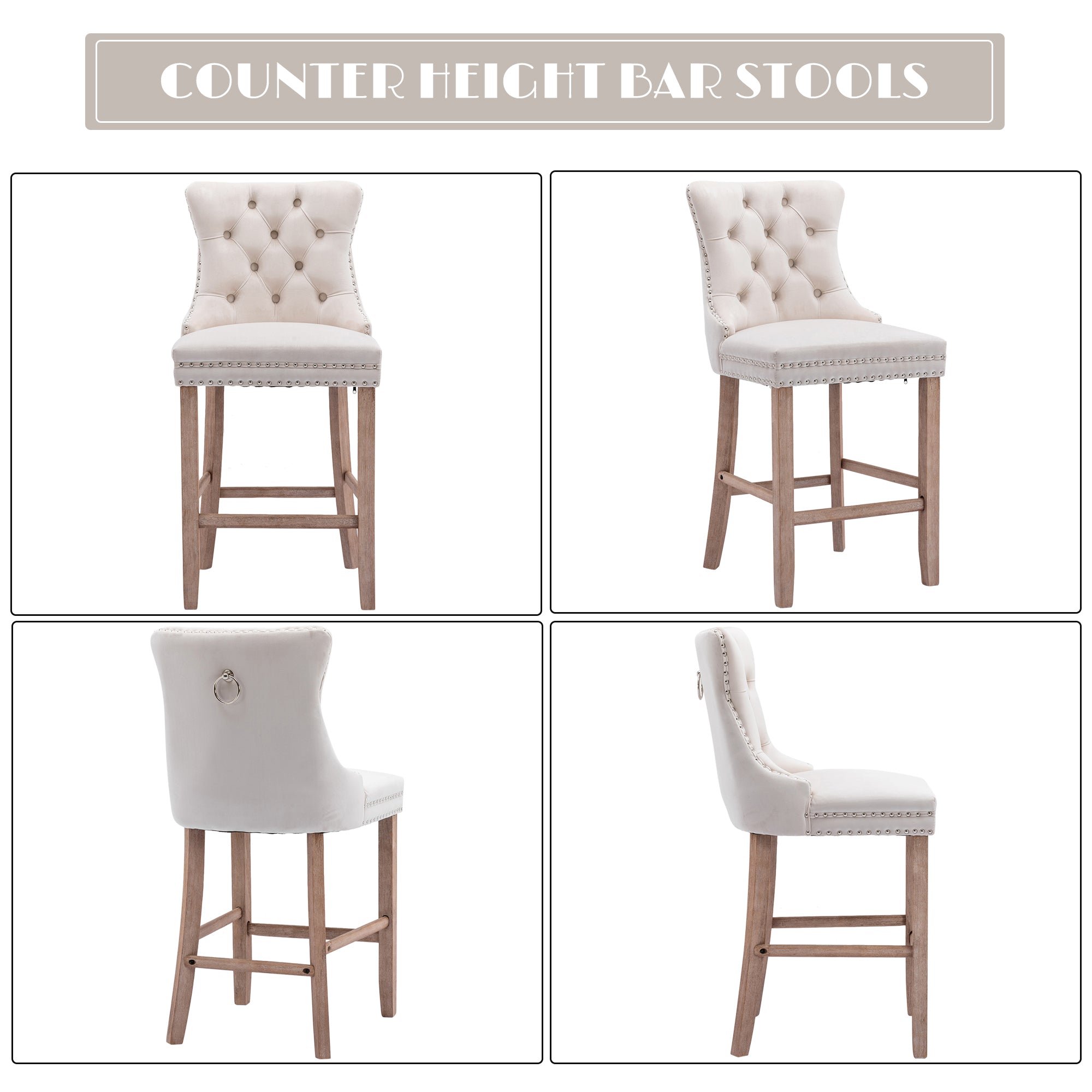 PAPROOS Upholstered Bar Stools Set of 2
