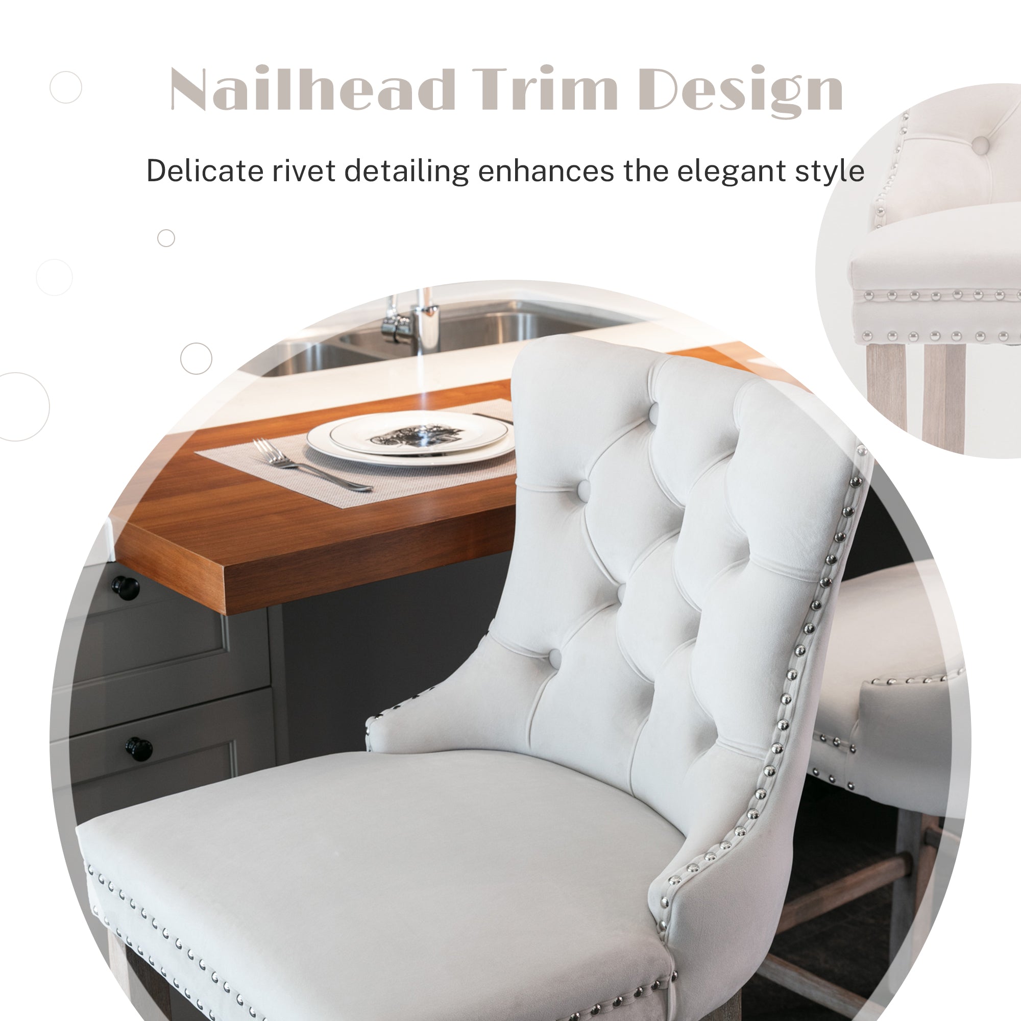PAPROOS Upholstered Bar Stools Set of 2