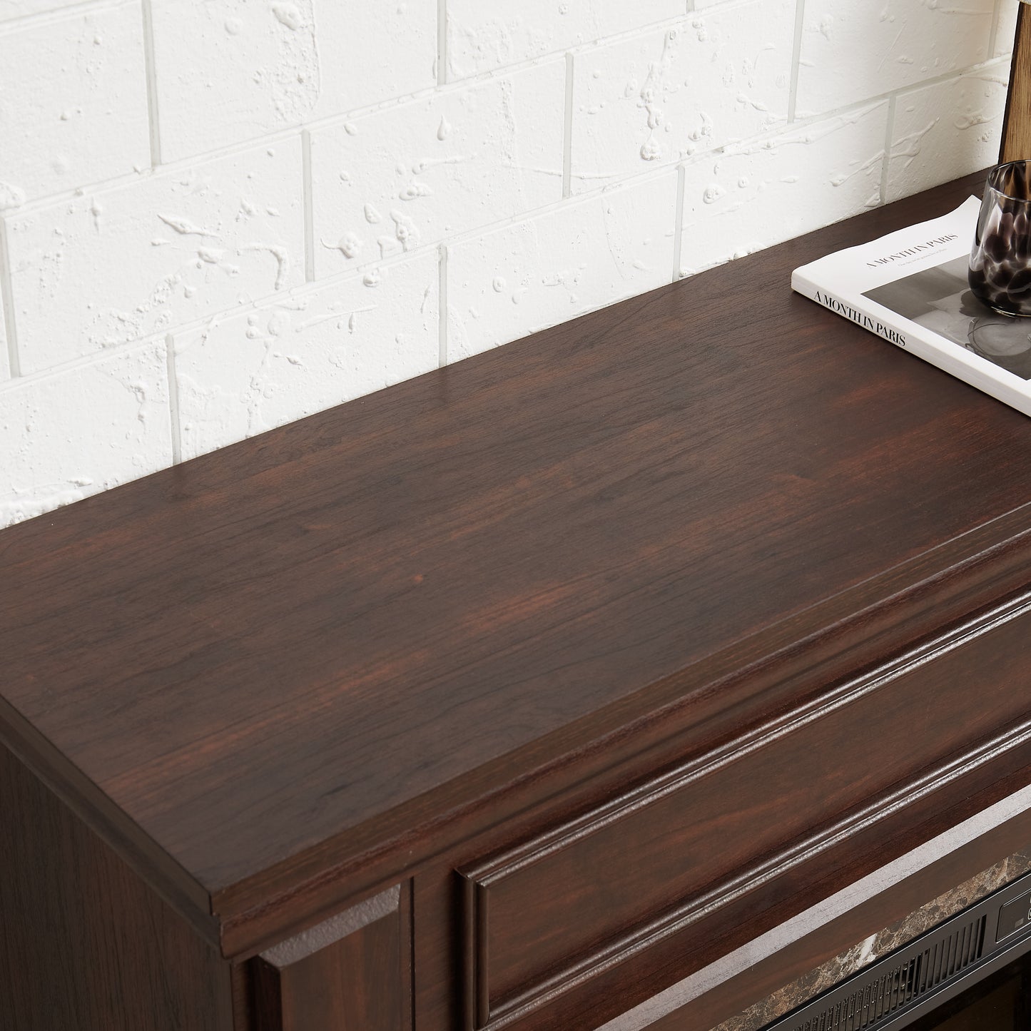 41''W Electric Fireplace with Mantel, 23'' Freestanding Fireplace Heater with Remote Control & Adjustable Flame, TV Stand for 42 inch TV, Living Room Bedroom, 1400W