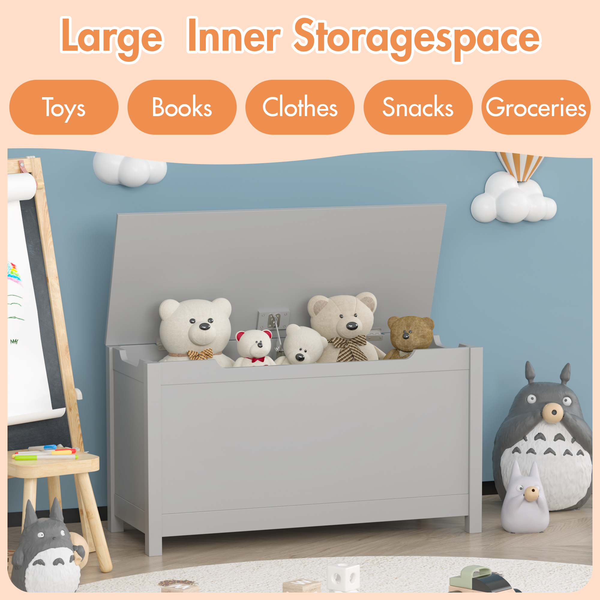 PAPROOS Toy Box for Boys Girls