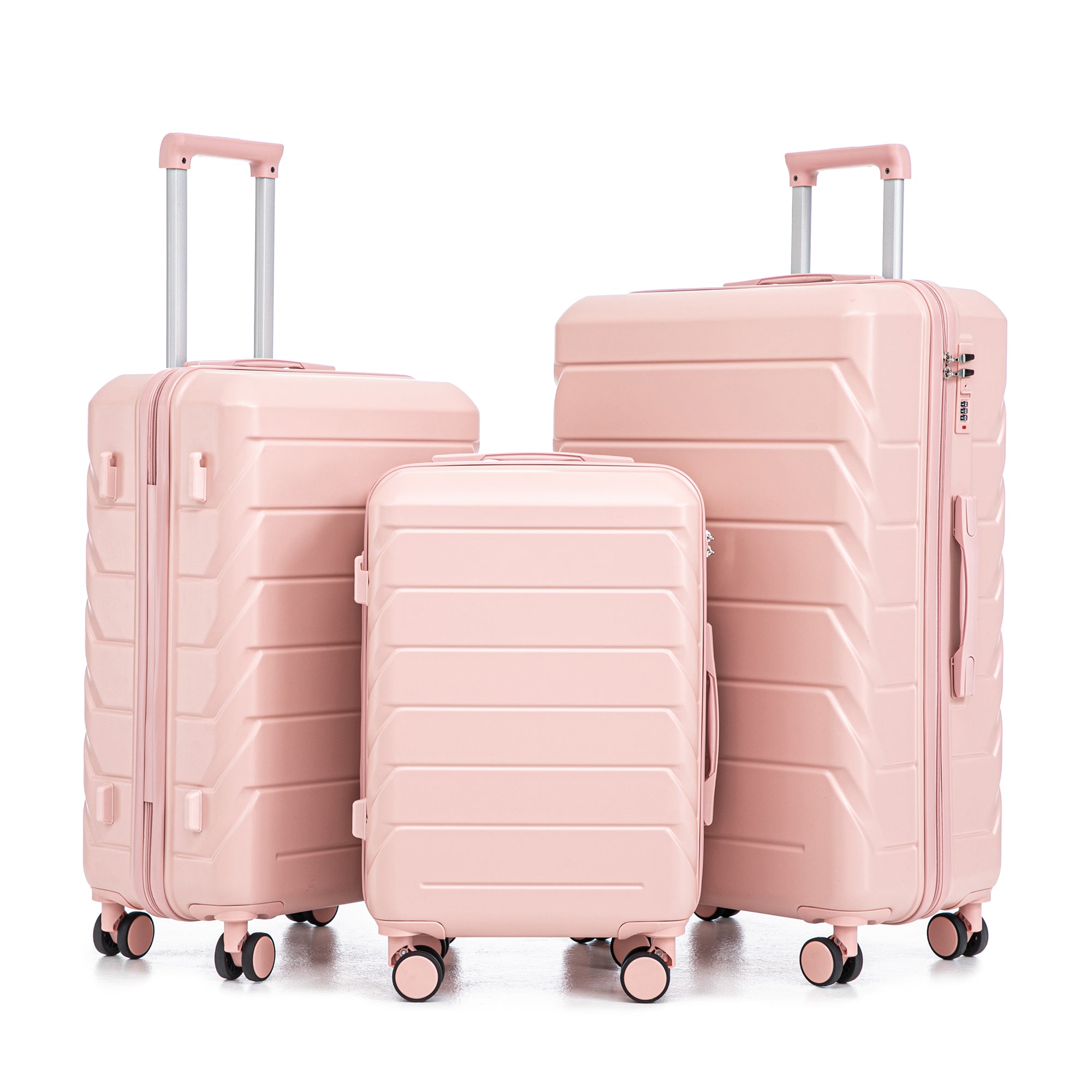 PAPROOS 3 Piece Luggage Set, ABS Carry-on Luggage Set with Spinner Wheels and TSA Lock, Lightweight Hardside Luggage, 20/24/28 Inch Rolling Suitcase Set for Travel Business Trip, Beige