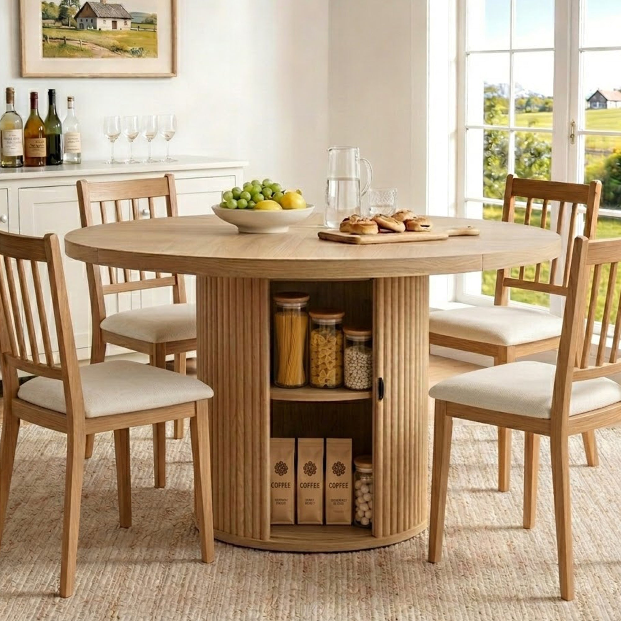 PAPROOS Round Dining Table for 4-6