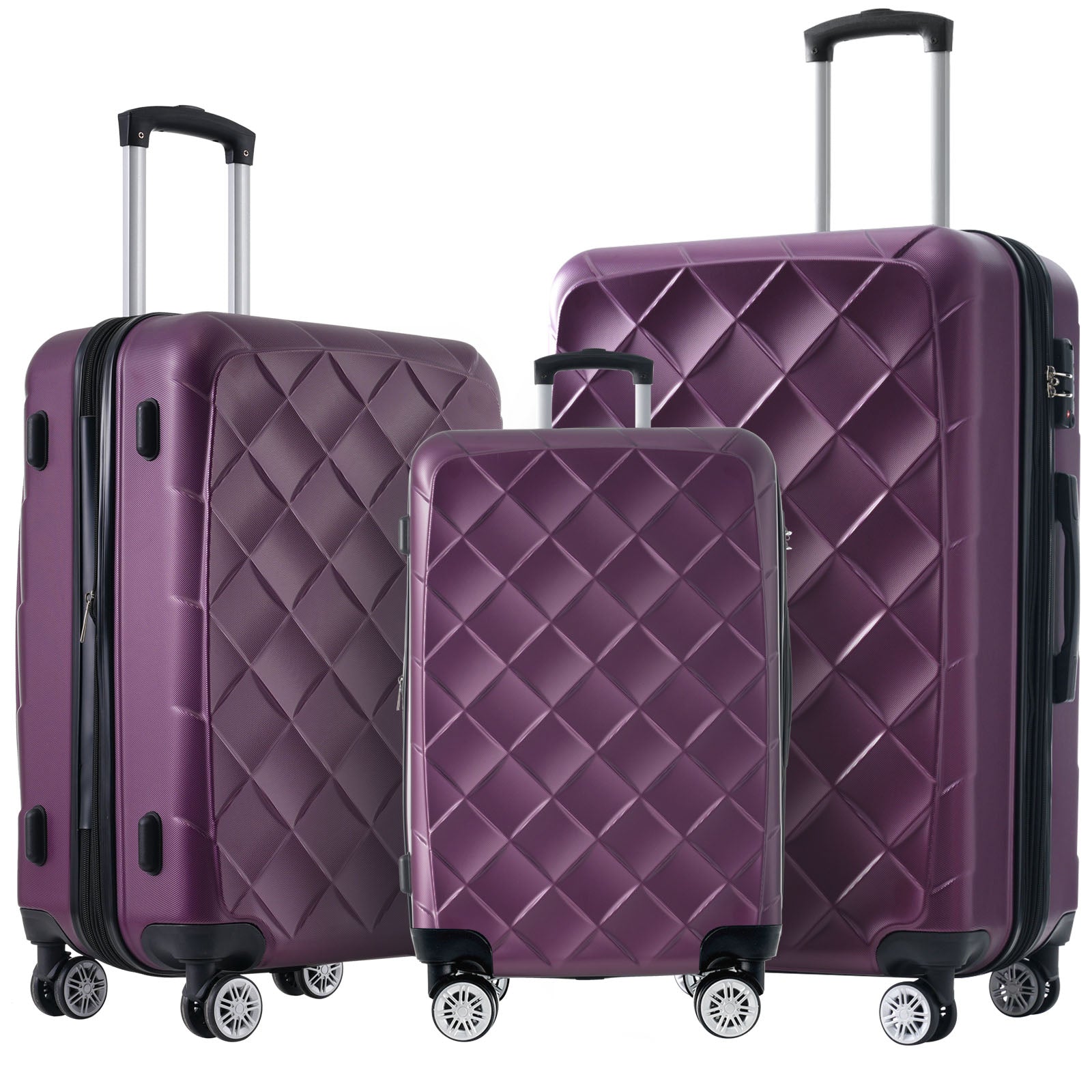 PAPROOS Carry on Luggage Set, 3 Piece 20" 24" 28" Hardshell Suitcase Set
