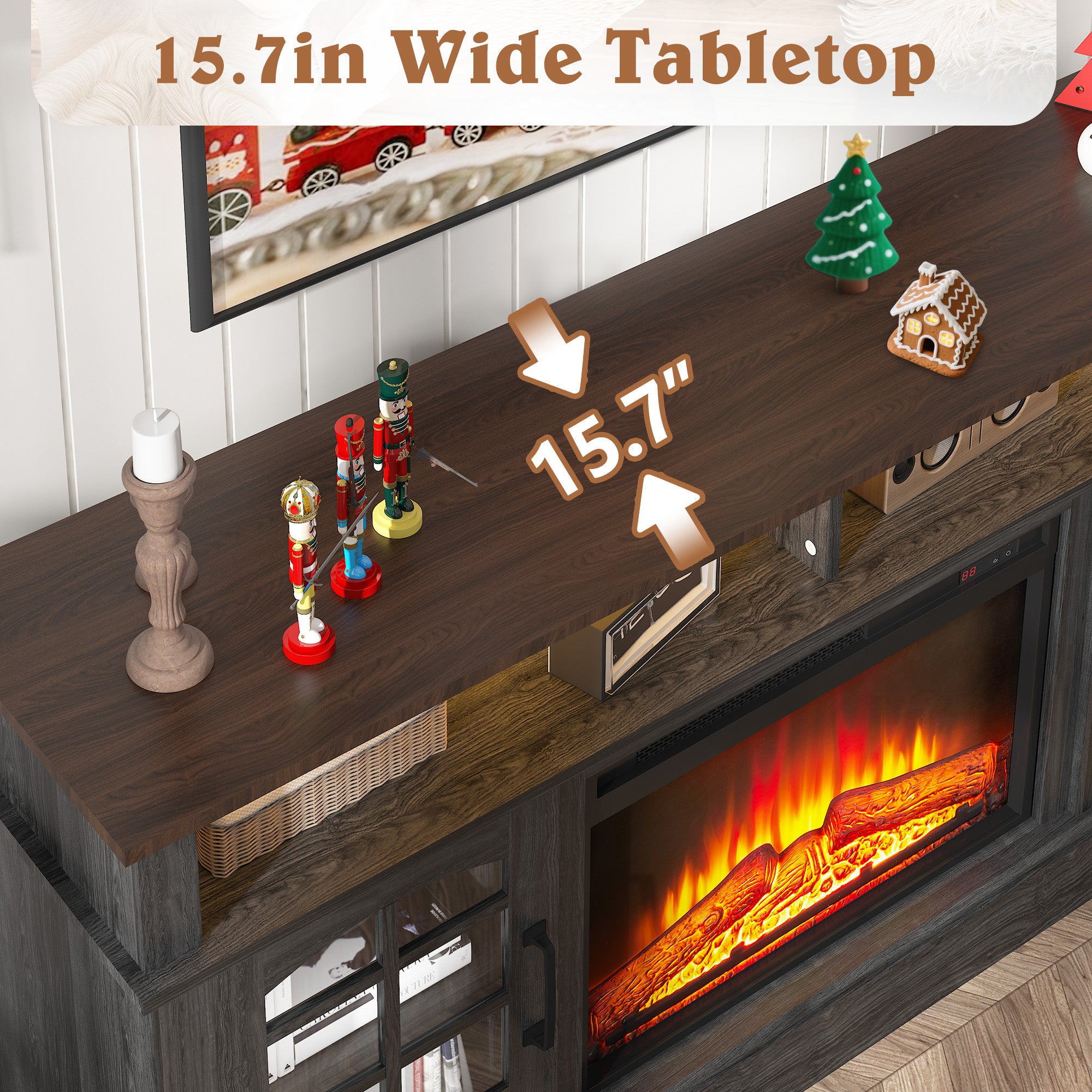 PAPROOS Fireplace TV Stand for 65inch TVs