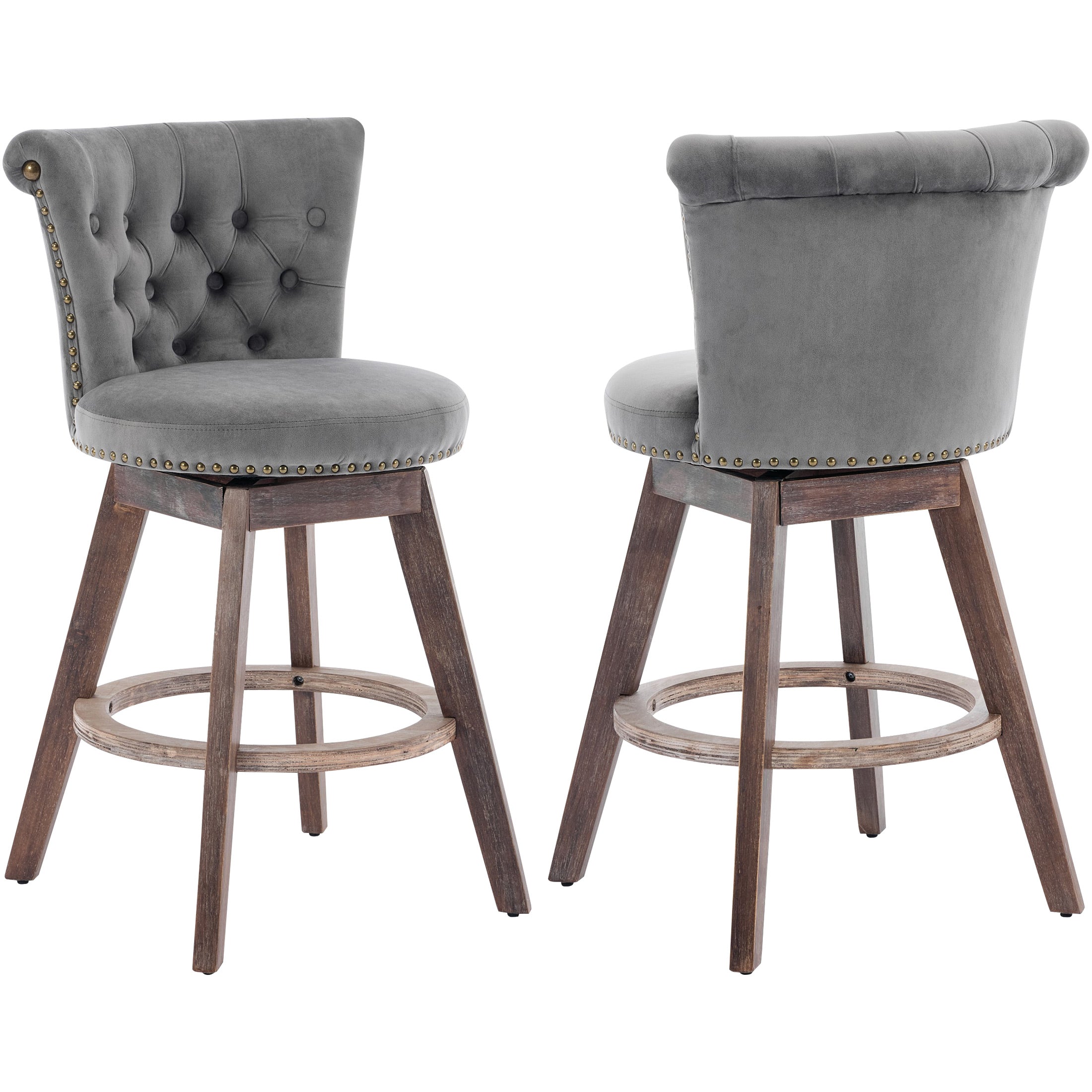 PAPROOS Velvet Bar Stools Set of 2