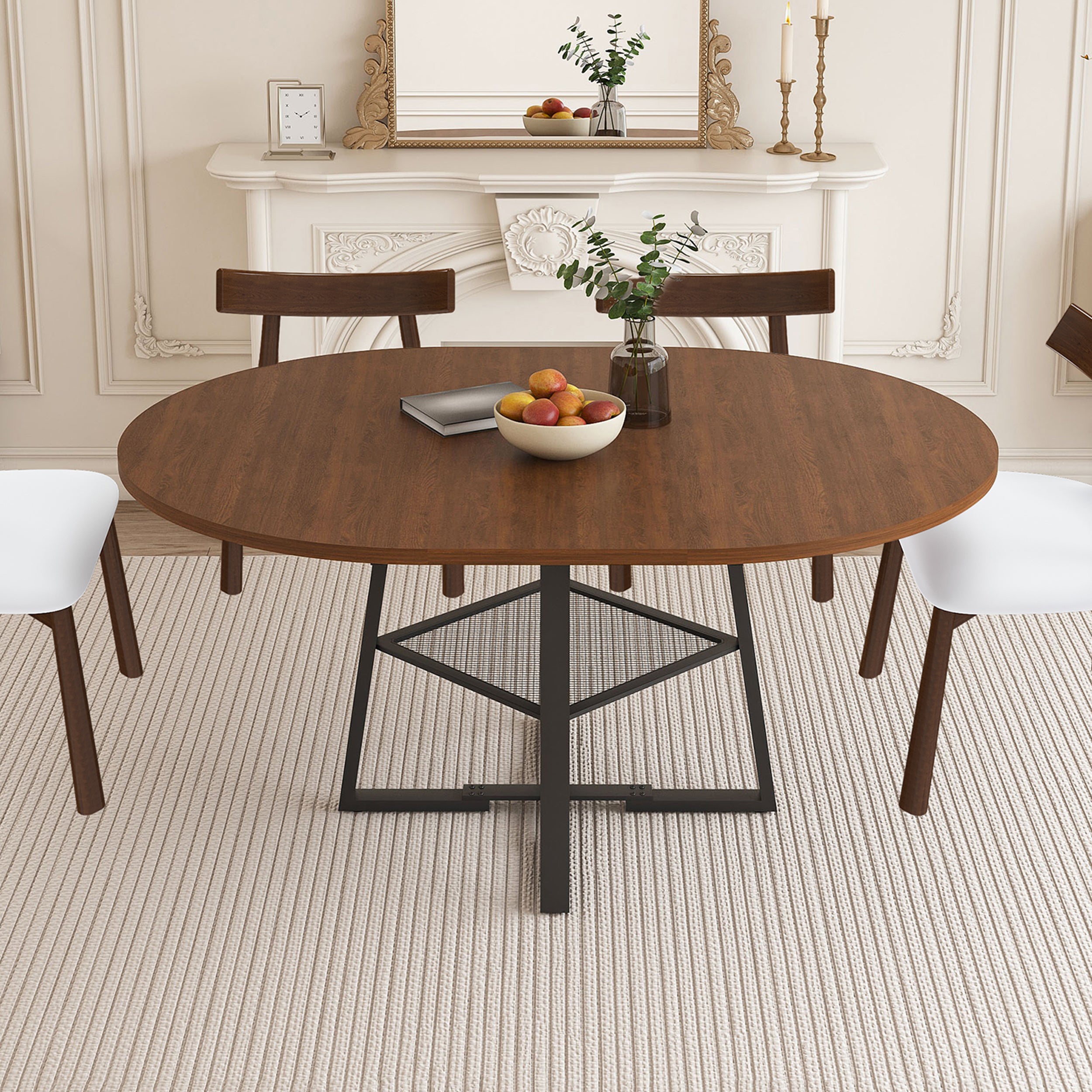 PAPROOS 47'' Round Dining Table for 4