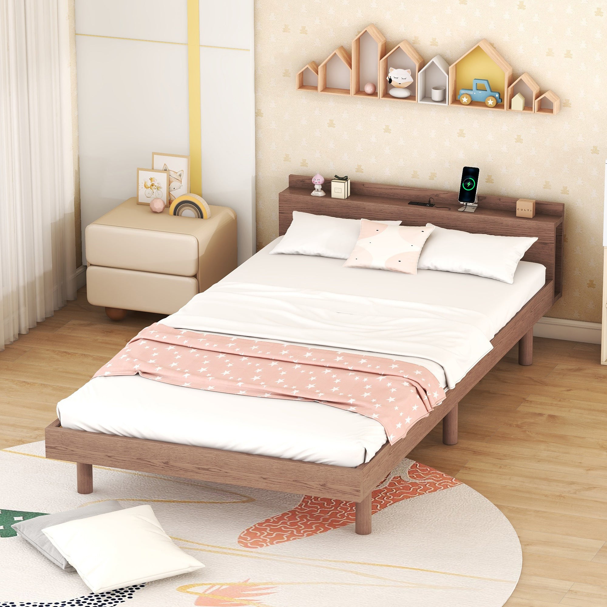PAPROOS Wood Platform Bed Frame