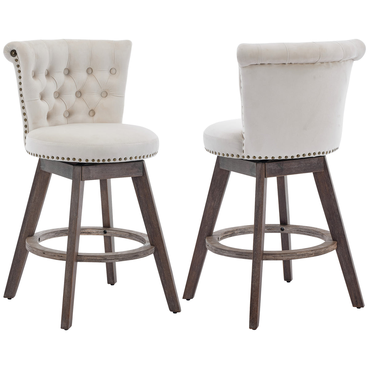 PAPROOS Velvet Bar Stools Set of 2