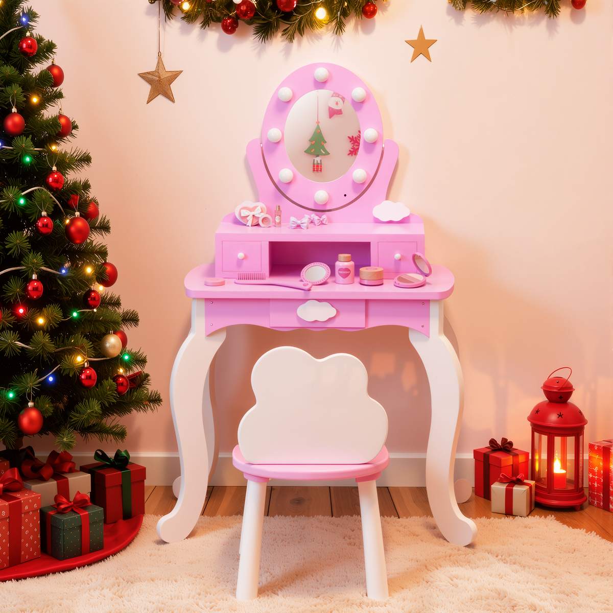 Paproos Kids Vanity with Mirror and Lights