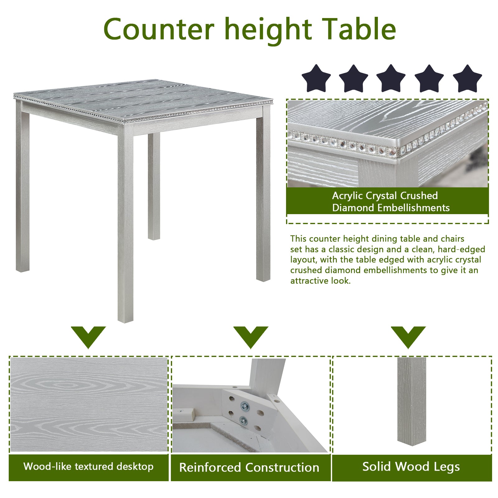 PAPROOS Solid Wood Dining Table