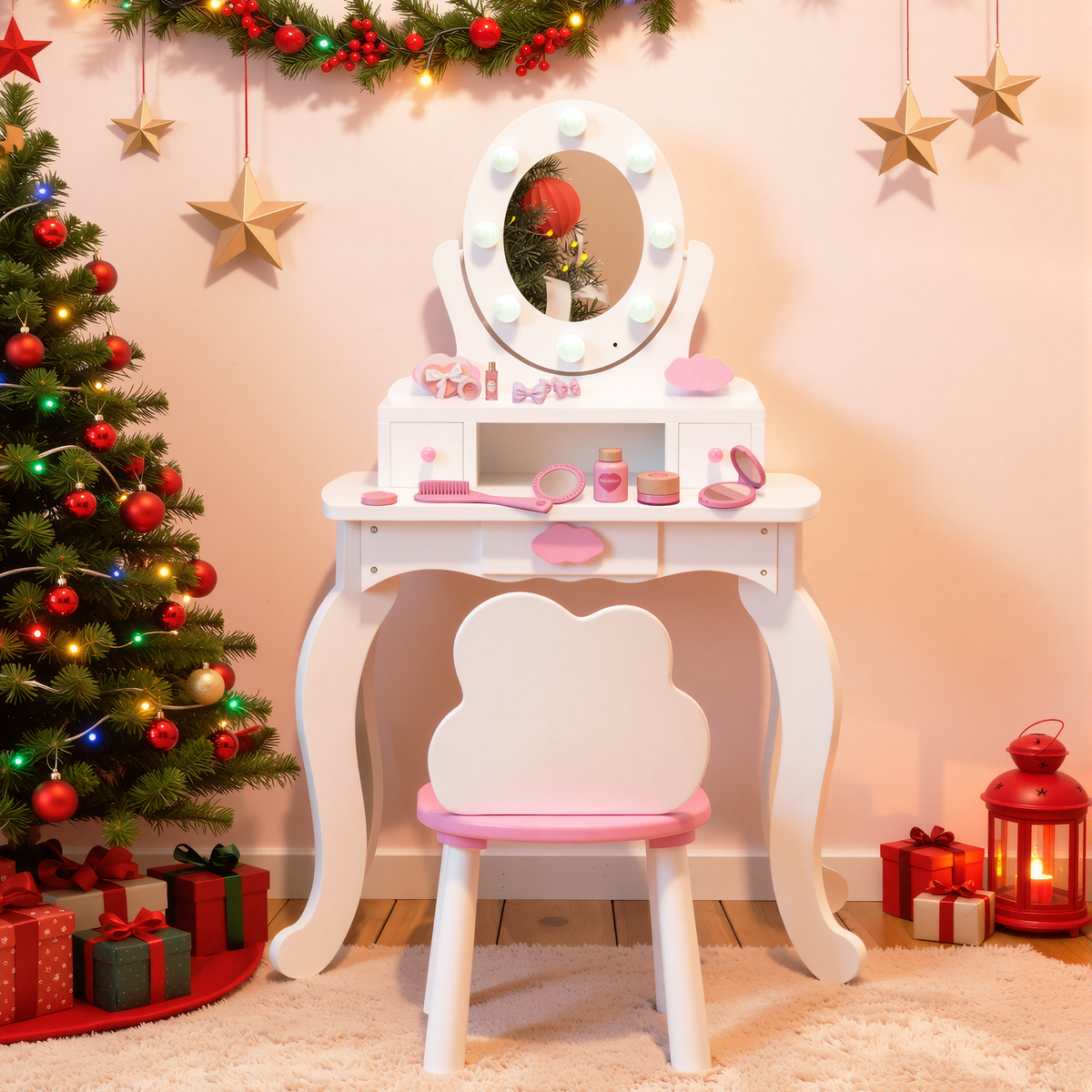 Paproos Kids Vanity with Mirror and Lights