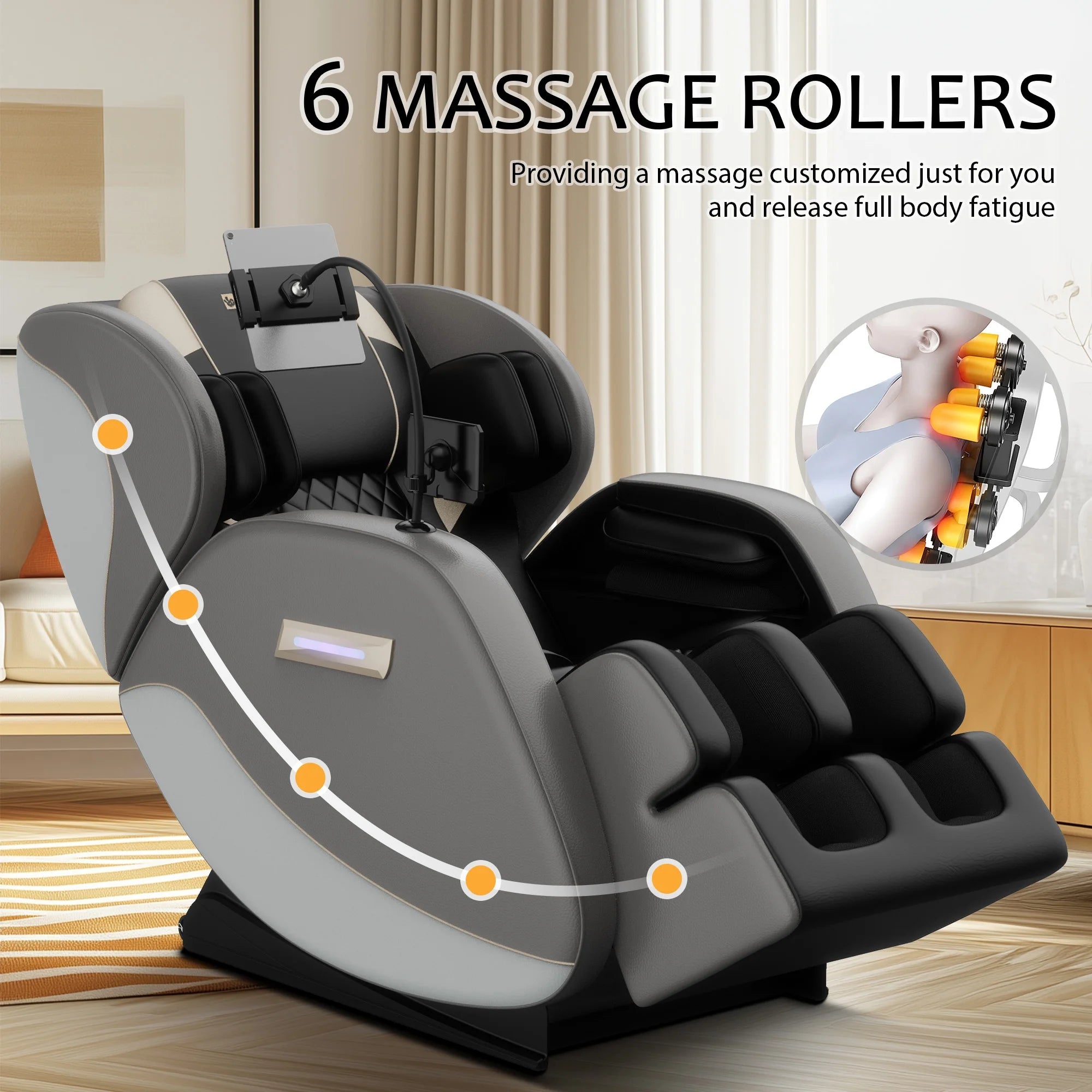 Massage Chair Recliner, Zero Gravity with Full Body Air Pressure, Shiatsu 4D Recliner with Heated Bluetooth Foot Roller Airbags Kneading