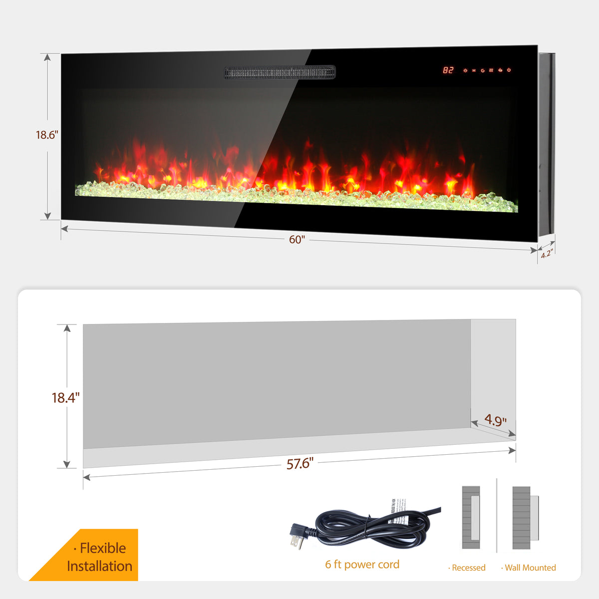 PAPROOS 36-Inch Electric Fireplace
