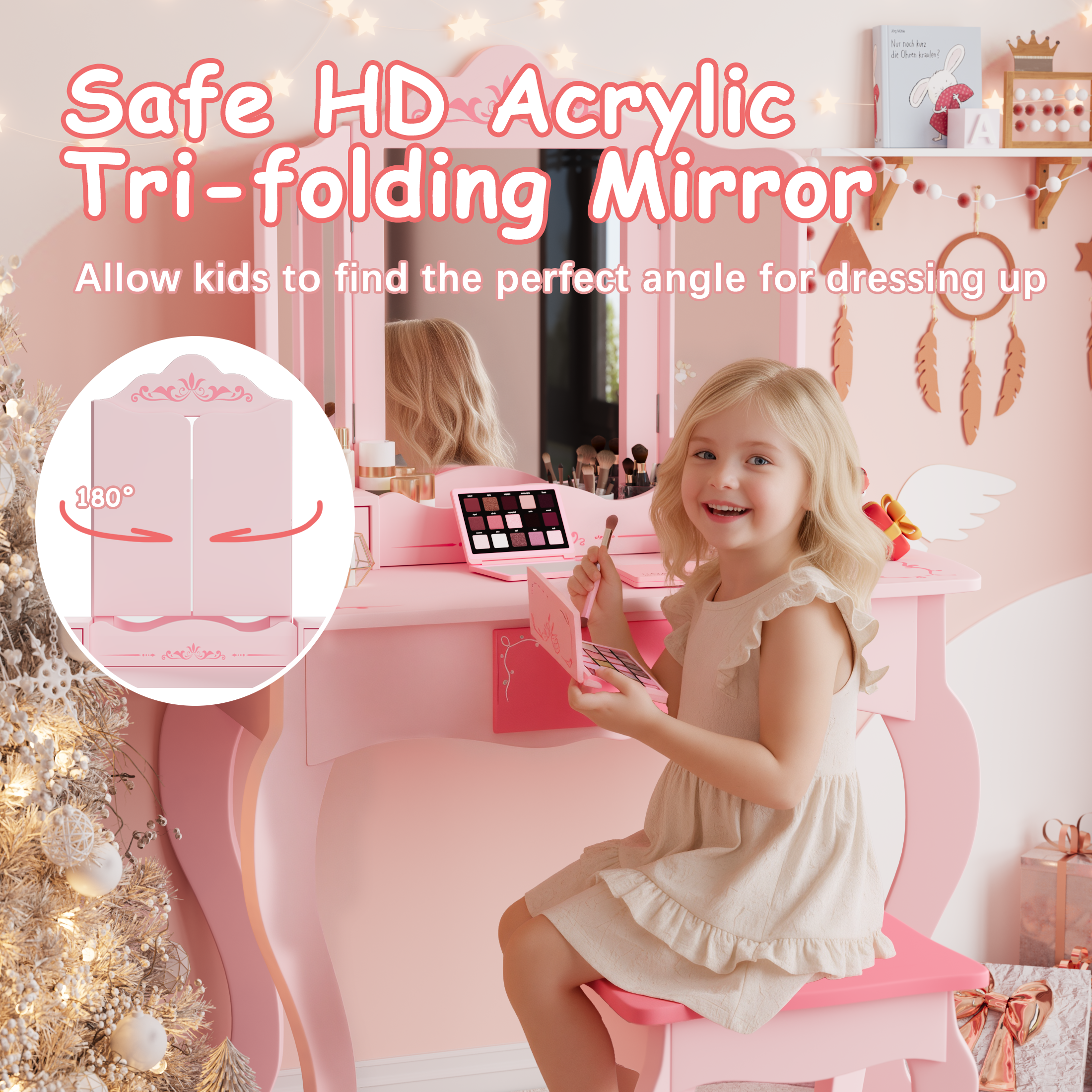 PAPROOS Kids Vanity with Mirrors