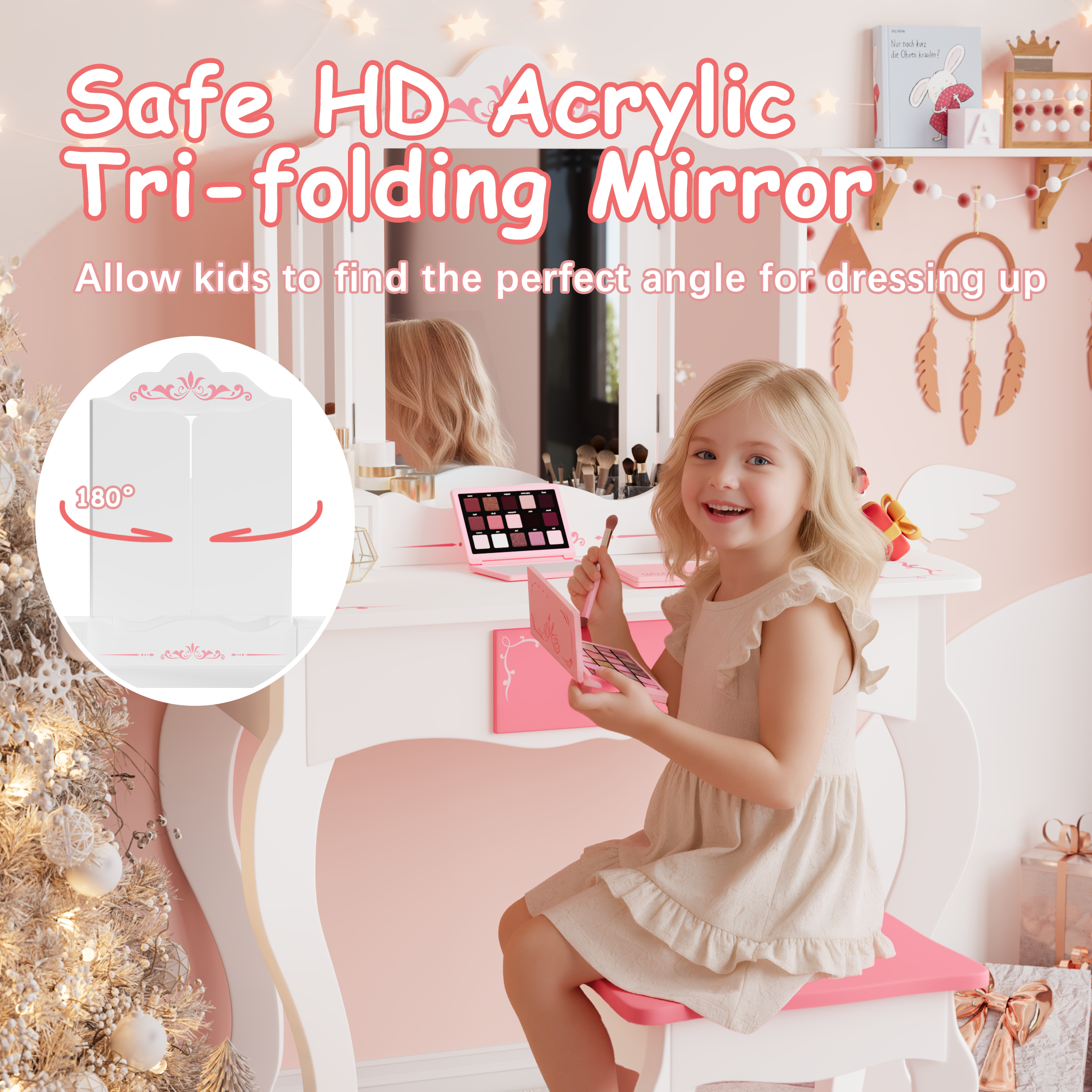 PAPROOS Kids Vanity with Mirrors
