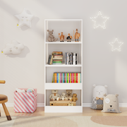 4 Tier Kids Bookshelf, Wood Bookshelf for Kids, Modern Kids Book Rack, Toy Storage Organizer for Playroom, Bedroom, Classroom, White