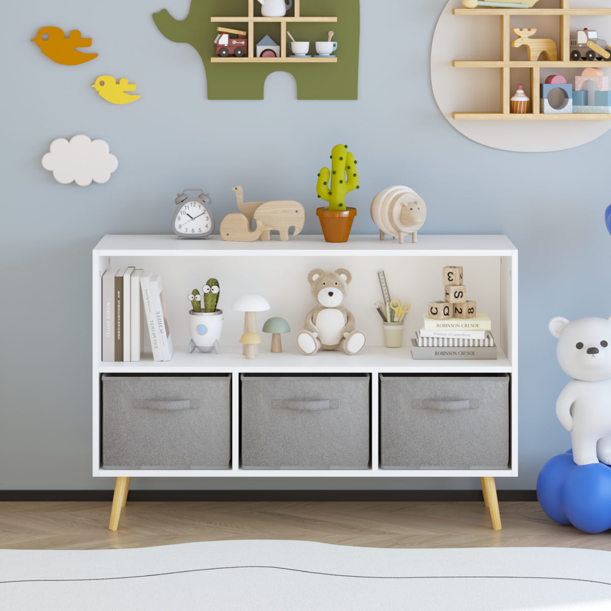PAPROOS Kids Bookshelf and Storage