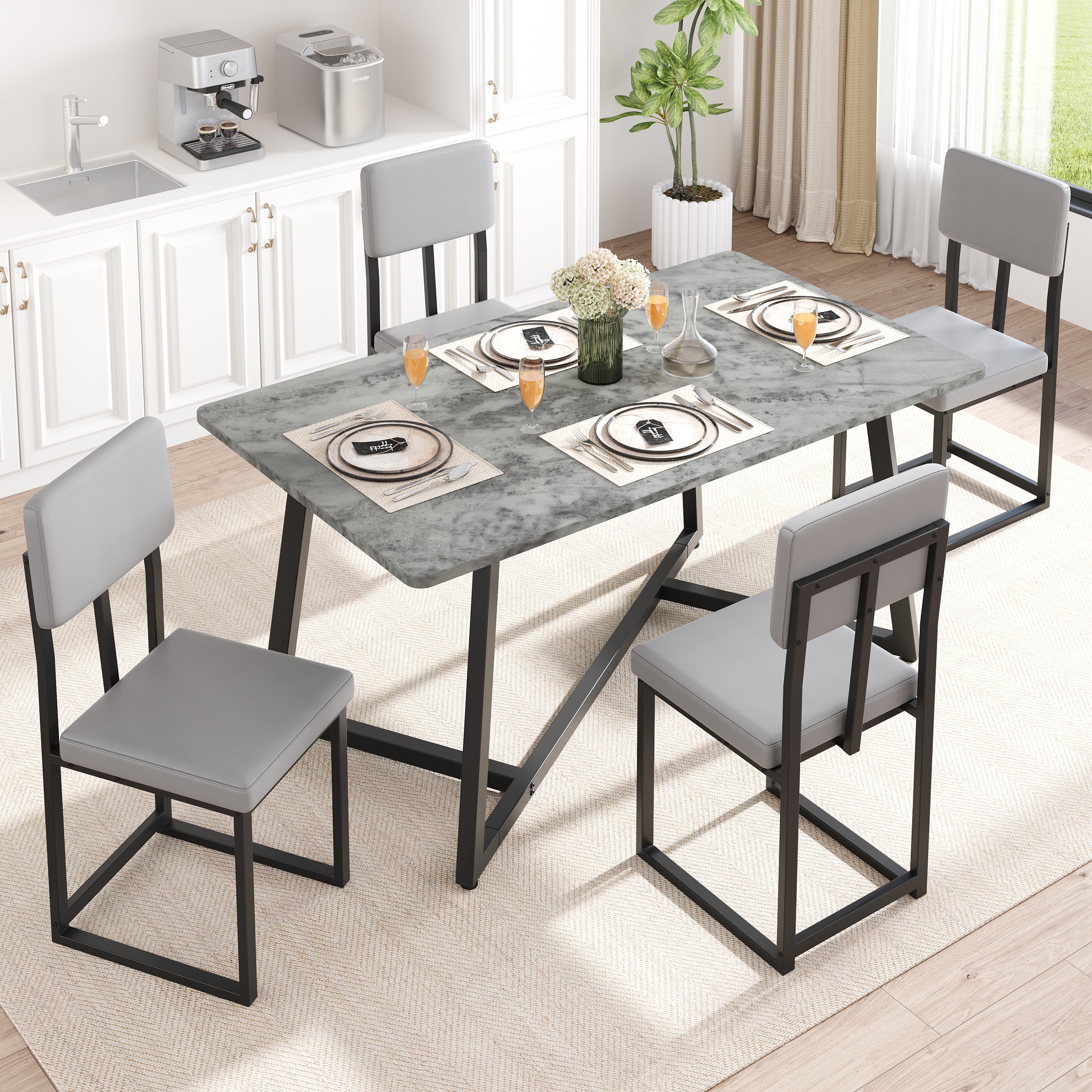 PAPROOS Dining Table Set for 4