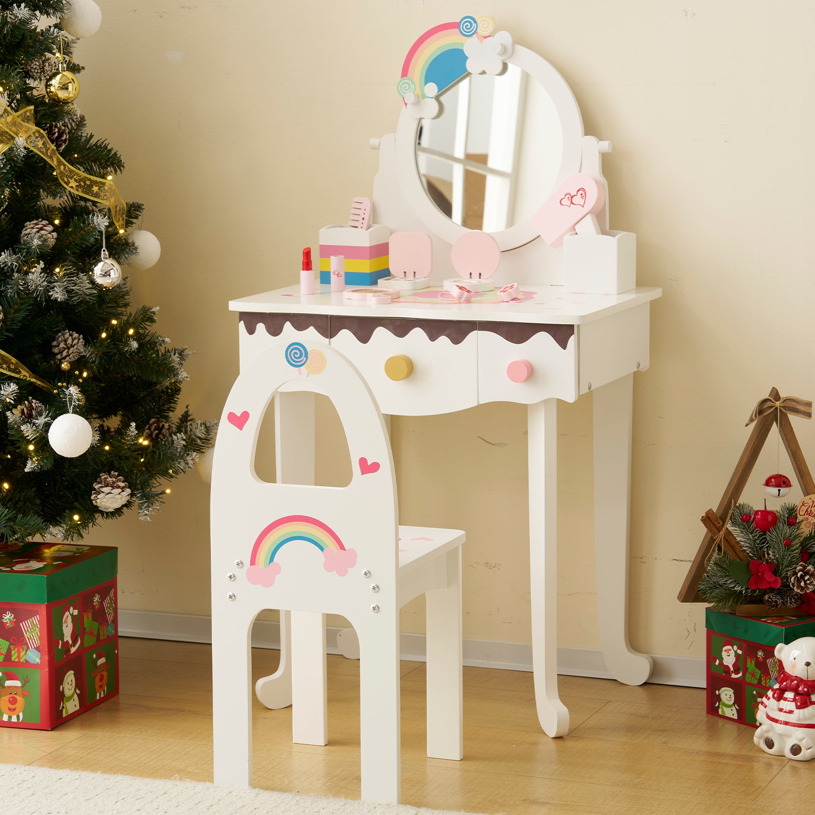 PAPROOS Kids Vanity Set with Mirror