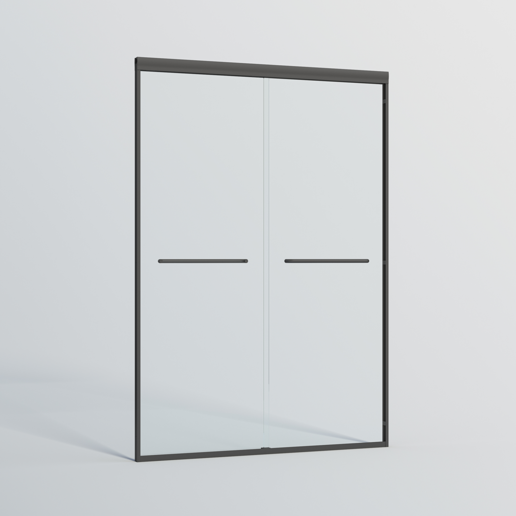 PAPROOS 44"-48" W x 72" H Sliding Shower Door, Modern Double Tub Door with Aluminum Frame, Bathtub Door with 1/4” (6 mm) Clear Tempered Glass, Stainless Steel Handle, SGCC Certified, Matte Black