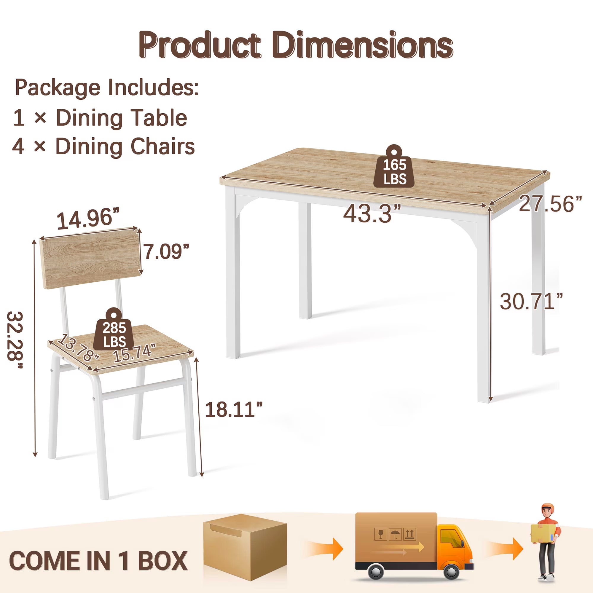 PAPROOS Dining Table Set for 4