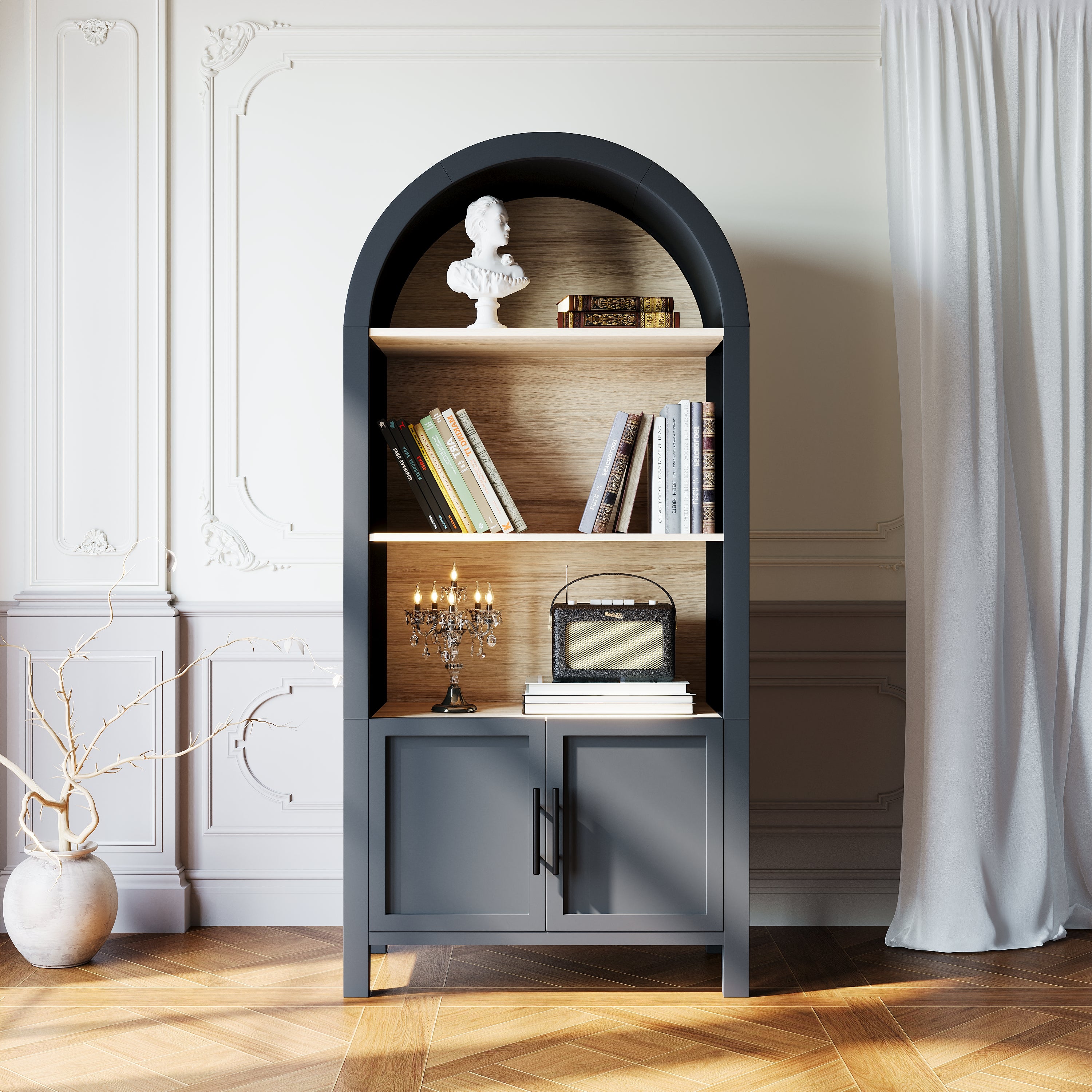 PAPROOS 66.7" Arched Bookcase
