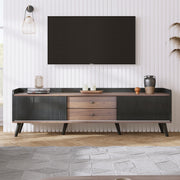 PAPROOS TV Stand for 70 inch tv, Mid Century Entertainment Center with Storage Cabinets, TV Cabinet with Open Shelves, Media Console Table with Doors for Living Room, Office