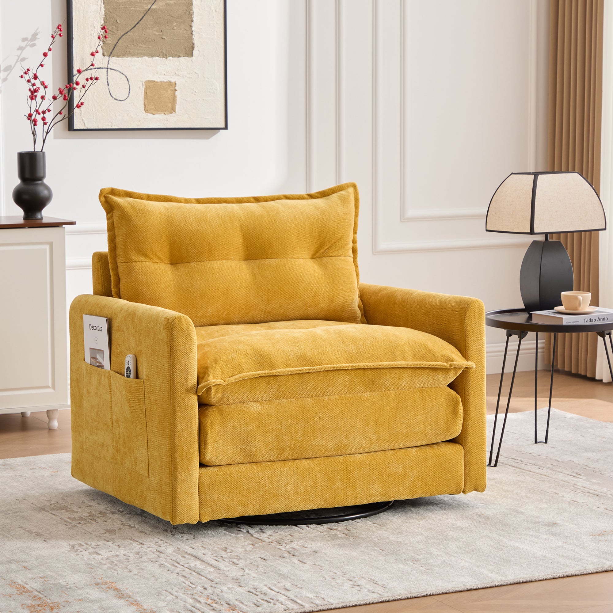 PAPROOS Chenille Upholstered Accent Chair