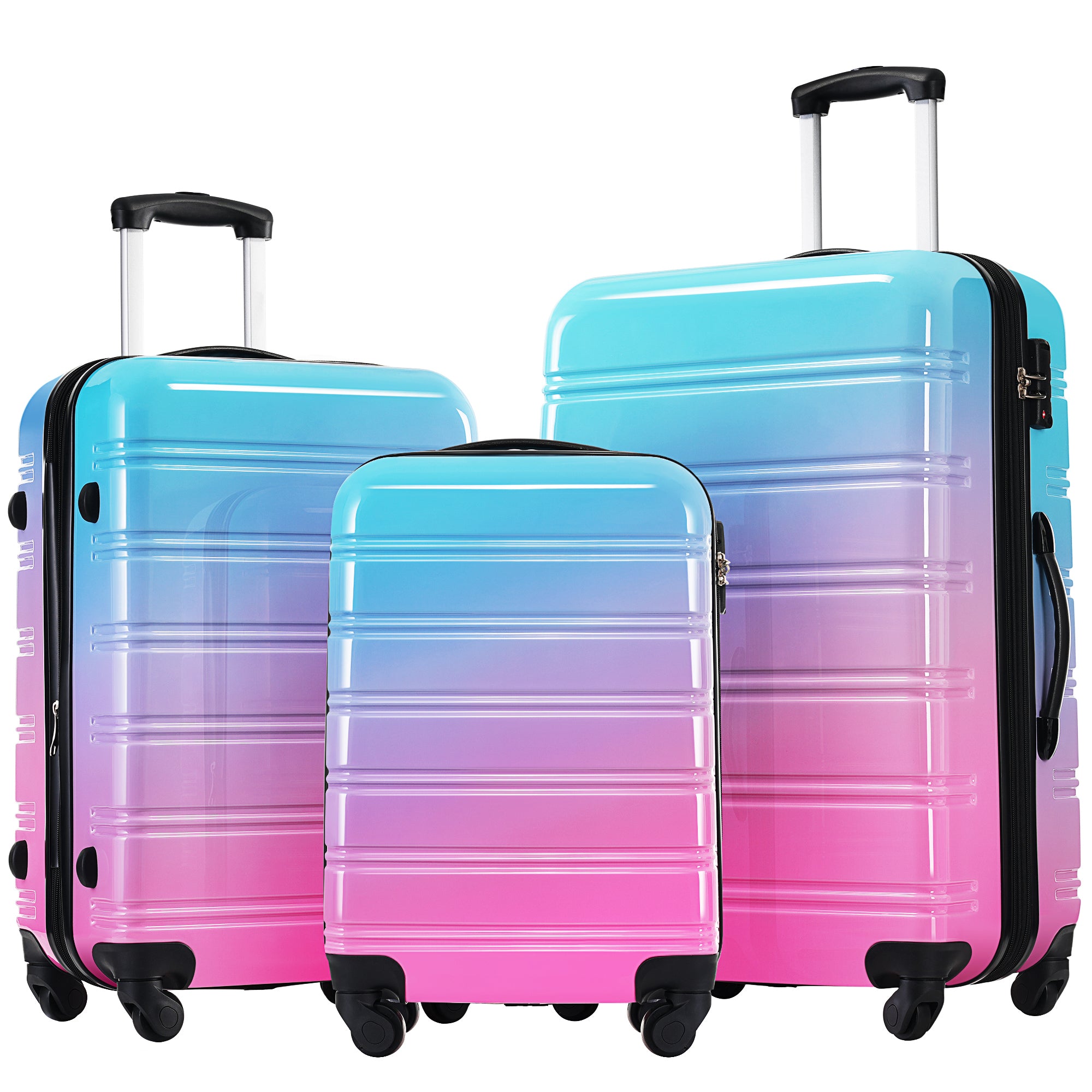 PAPROOS 3-Piece Luggage Set (20"/24"/28"), Hardshell Lightweight Suitcase with TSA-Lock and Spinner Wheels, Expandable Travel Luggage for School, Travel