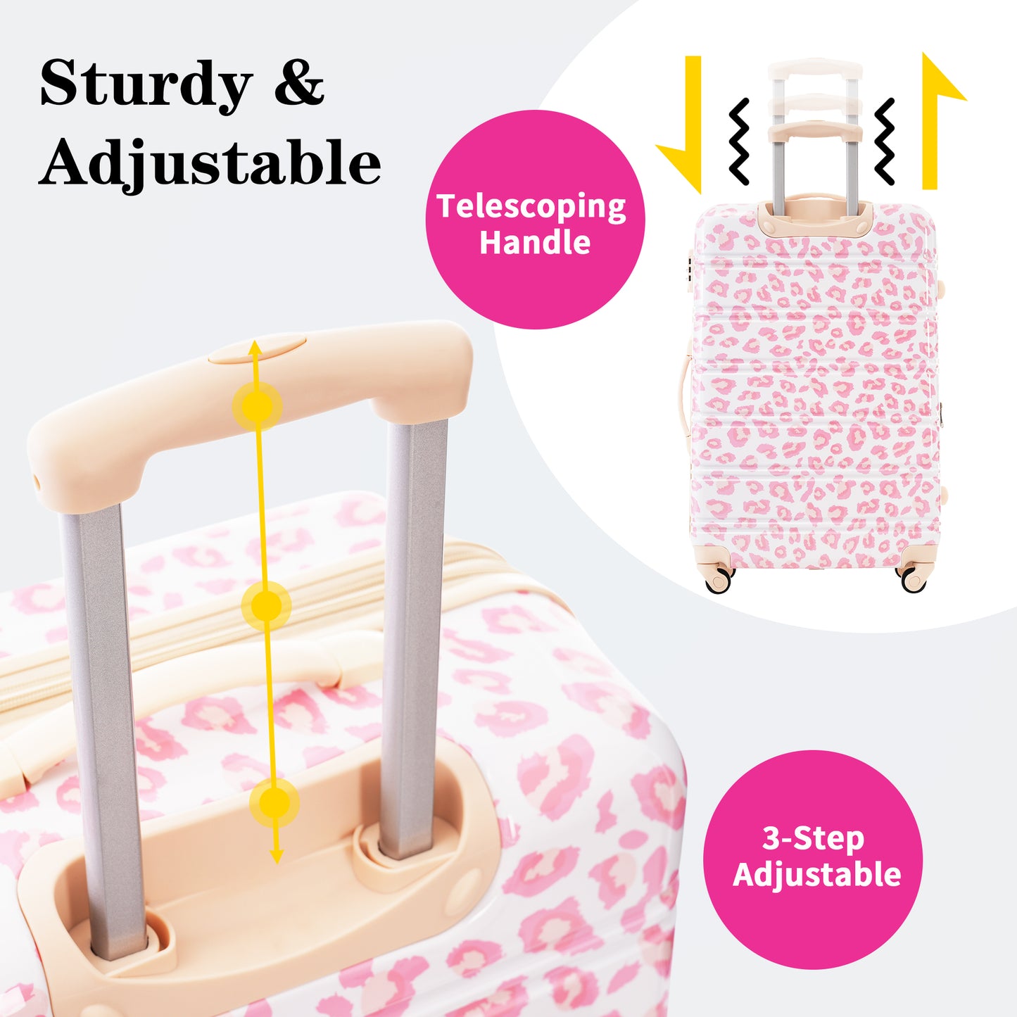 PAPROOS 3-Piece Luggage Set (20"/24"/28"), Hardshell Lightweight Suitcase with TSA-Lock and Spinner Wheels, Expandable Travel Luggage for School, Travel