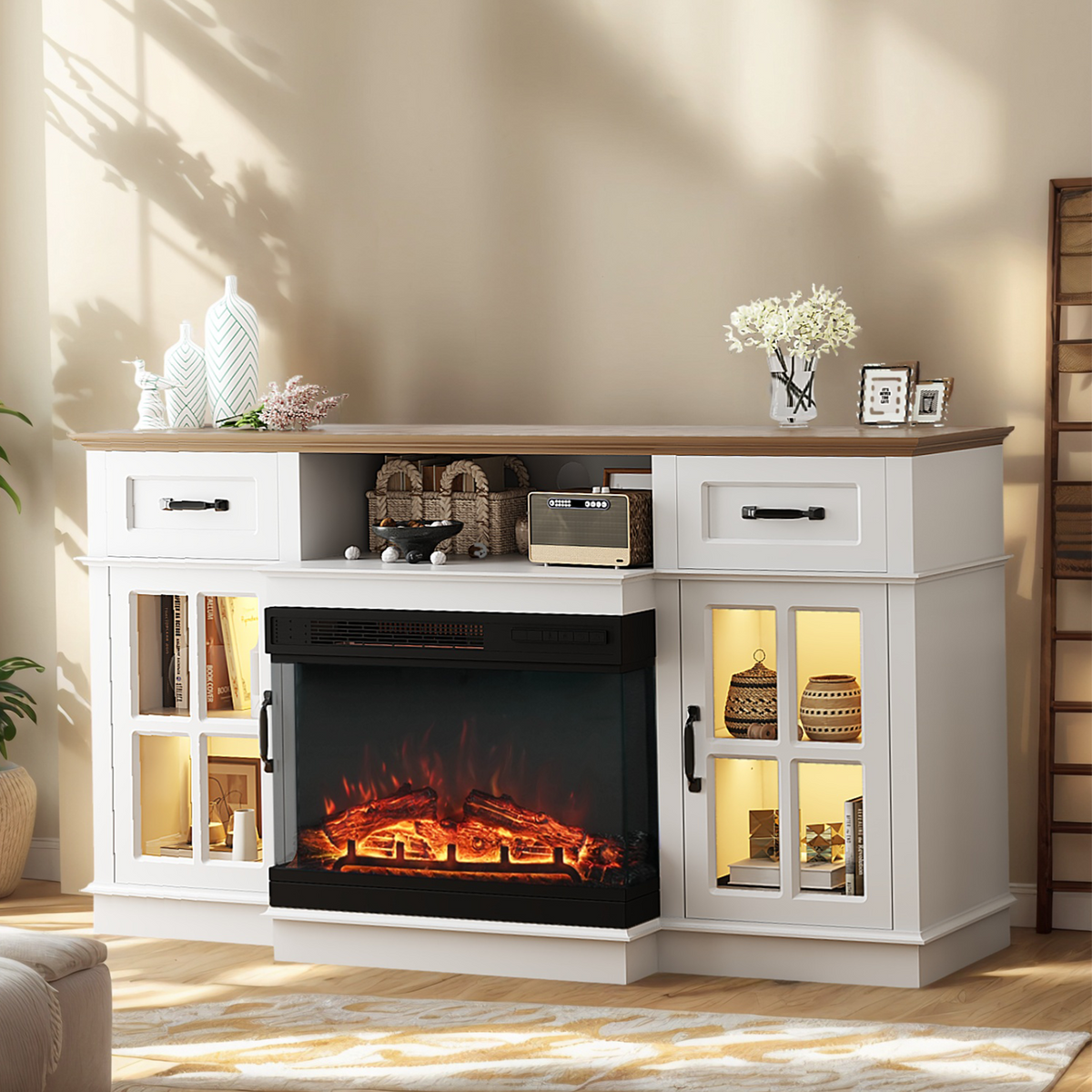 PAPROOS 58" Fireplace TV Stand