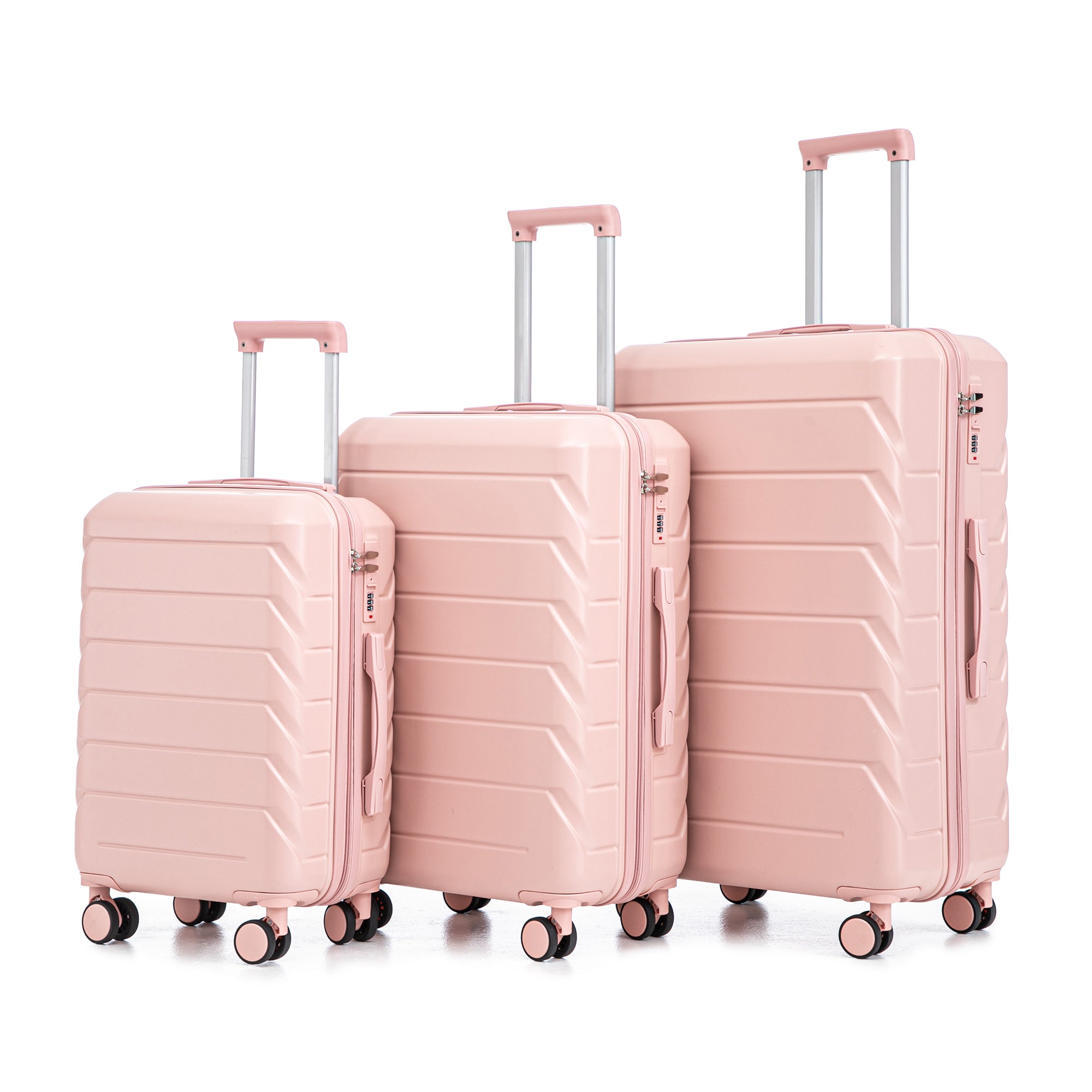 PAPROOS 3 Piece Luggage Set, ABS Carry-on Luggage Set with Spinner Wheels and TSA Lock, Lightweight Hardside Luggage, 20/24/28 Inch Rolling Suitcase Set for Travel Business Trip, Beige