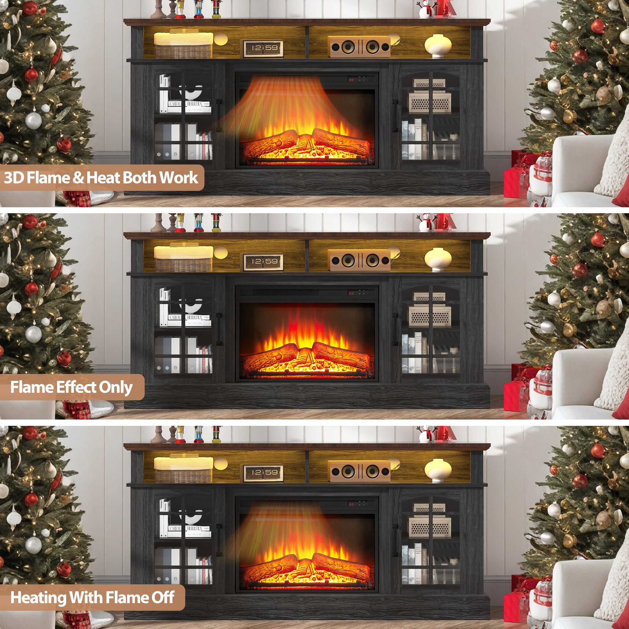 PAPROOS Fireplace TV Stand for 65inch TVs