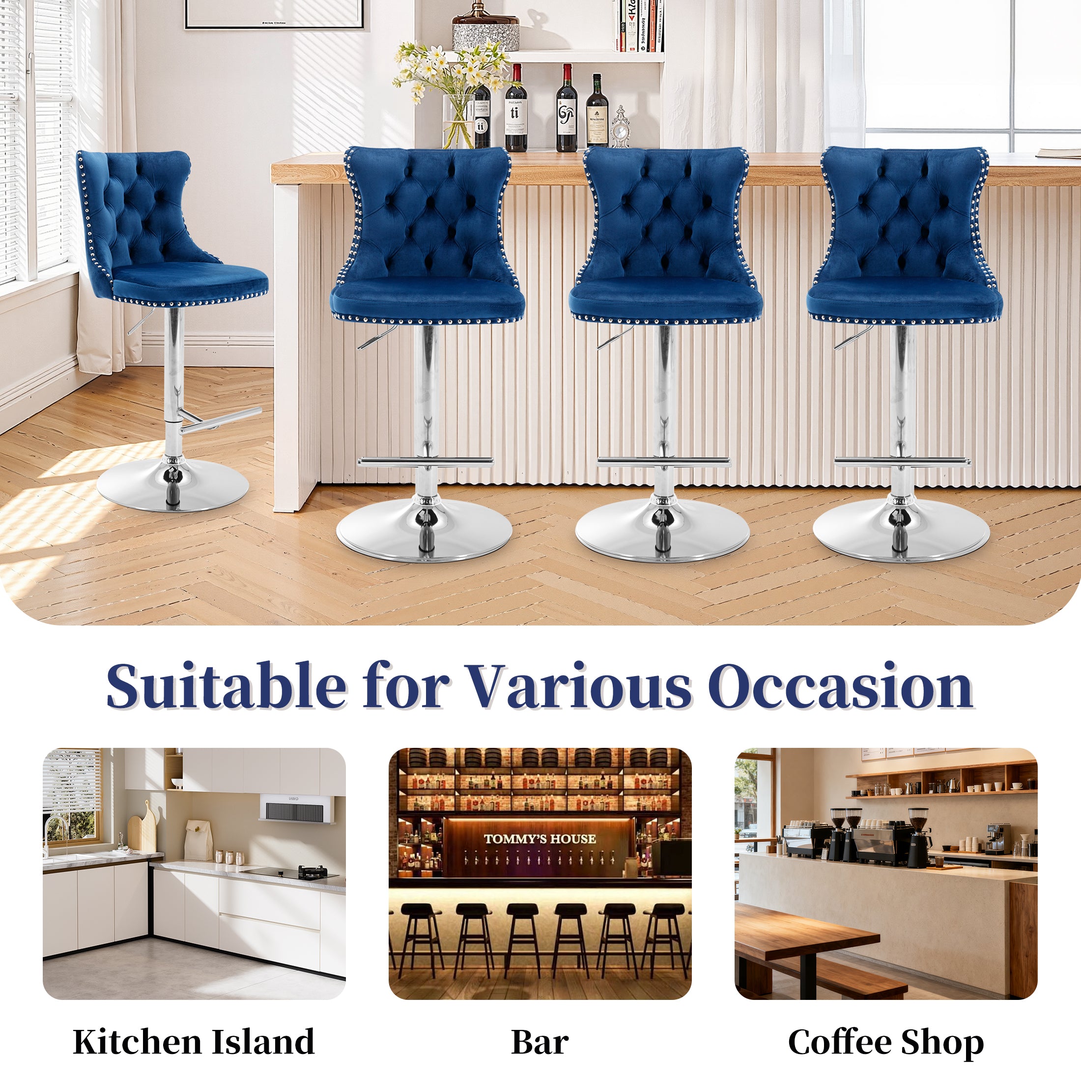 PAPROOS Bar Stools Set of 4
