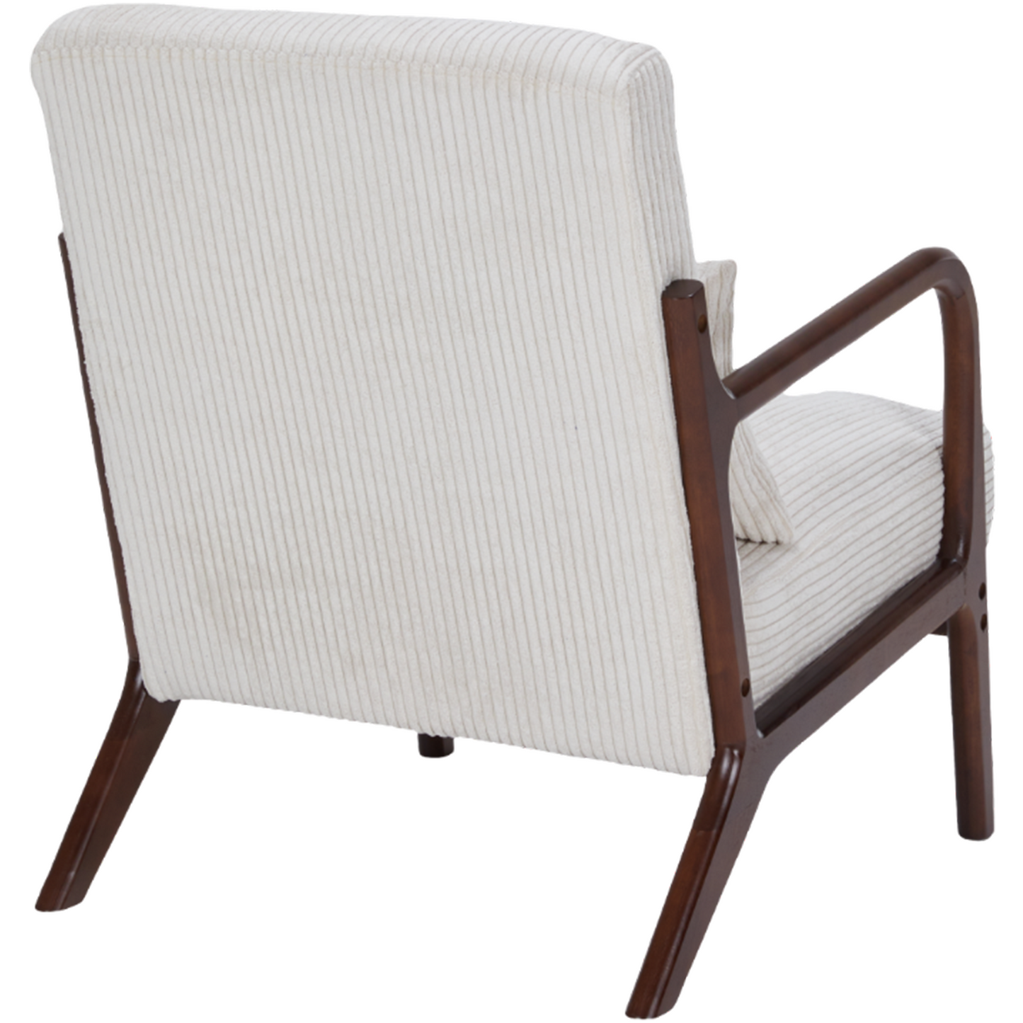 PAPROOS Accent Chair Set of 2, Mid-Century Modern Armchair with Solid Wood Frame and Extra-Thick Backrest, Fabric Upholstered Reading Chair for Living Room Bedroom, Beige