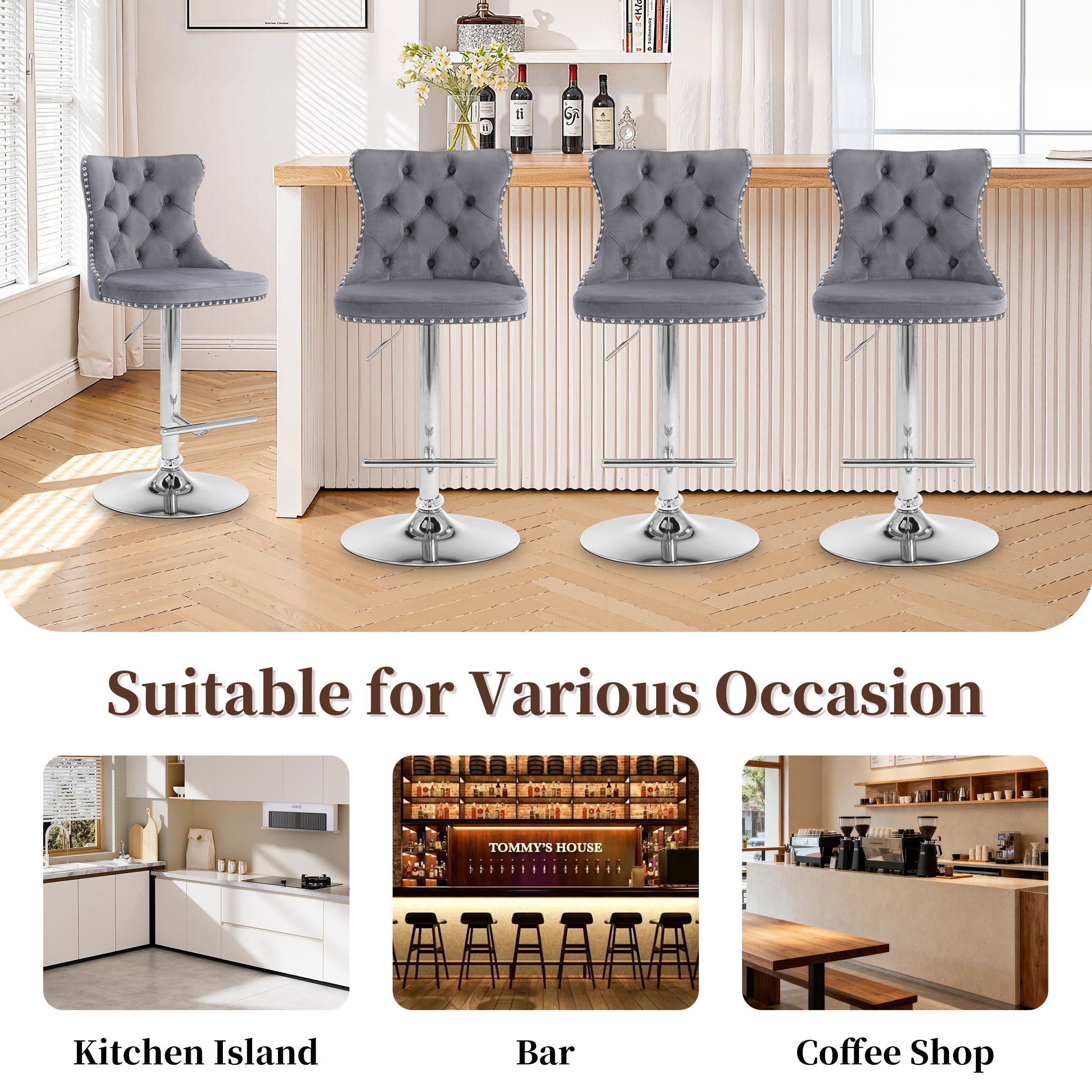 PAPROOS Bar Stools Set of 4