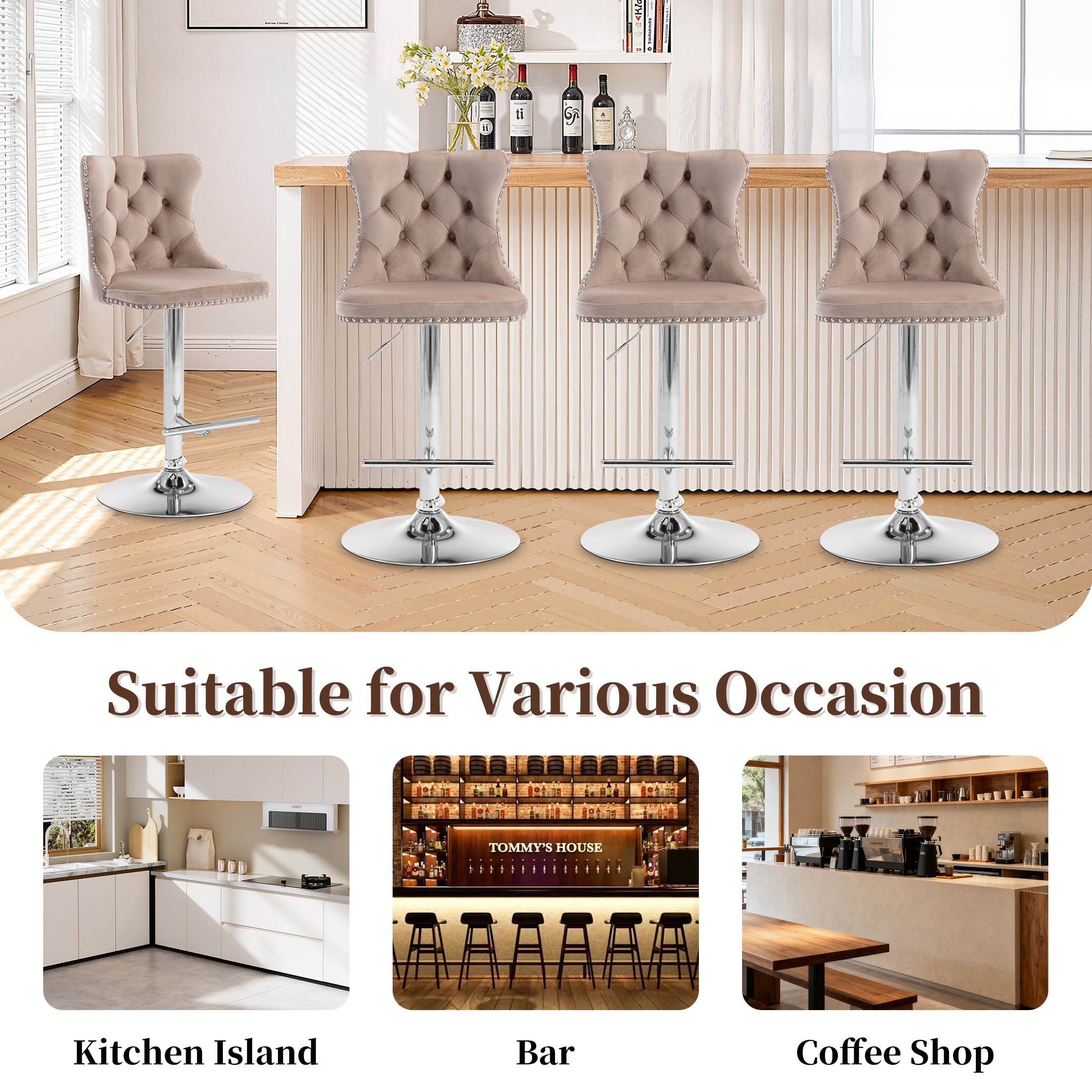 PAPROOS Bar Stools Set of 4