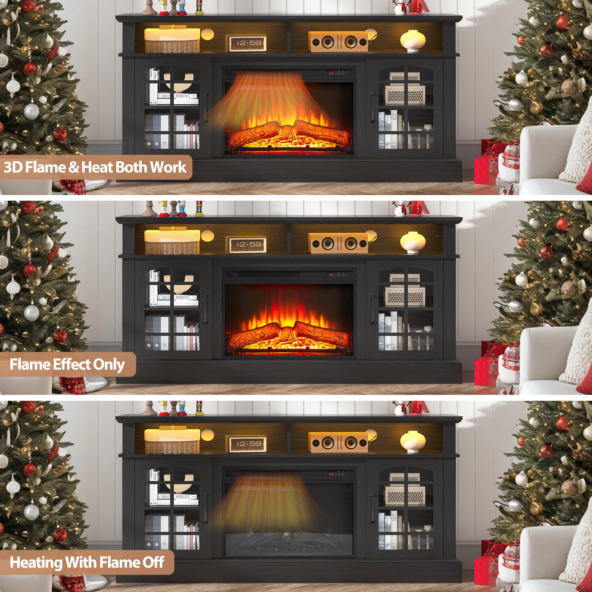 PAPROOS Fireplace TV Stand for 65inch TVs