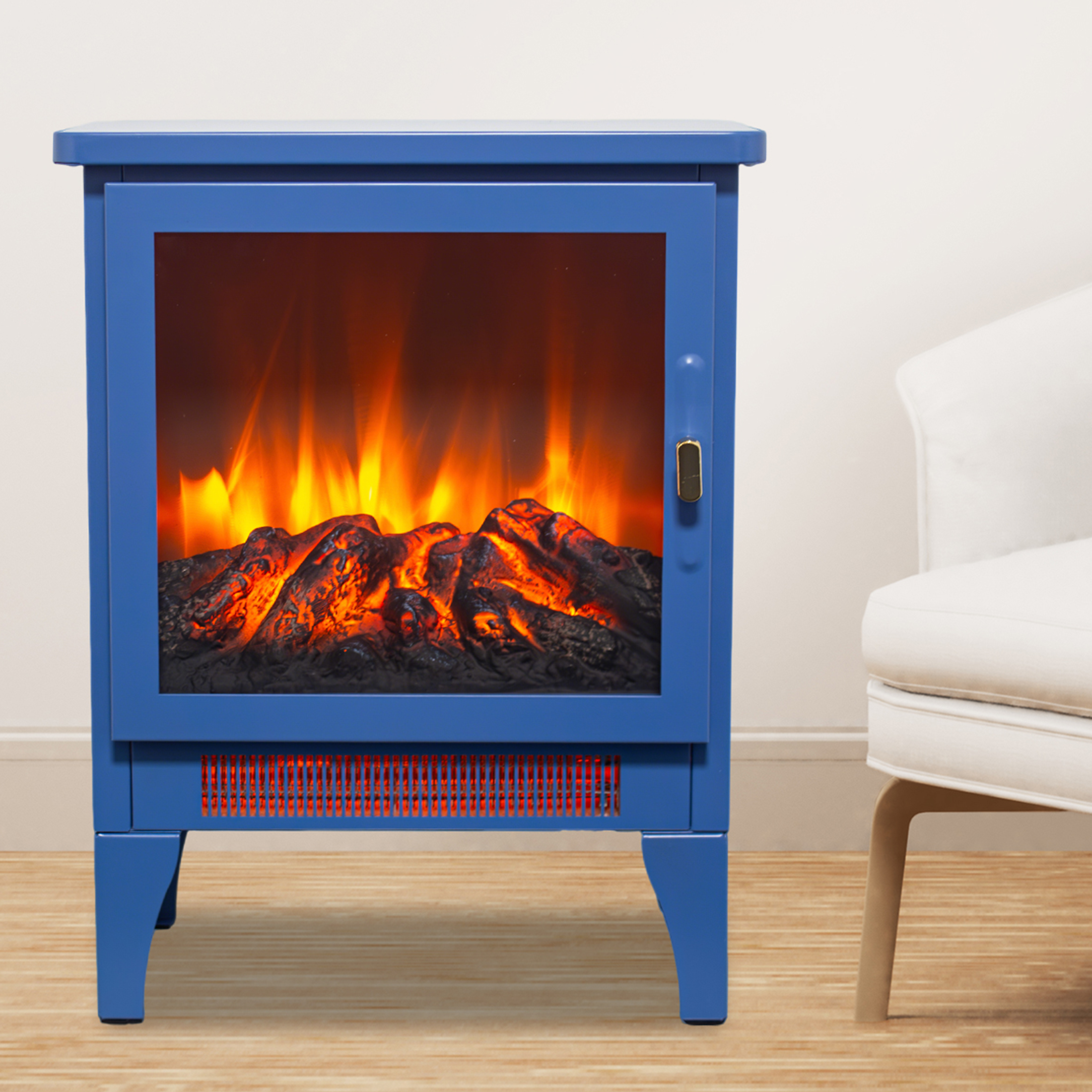 Electric Fireplace Stove Heater, PAPROOS 17" Freestanding Fireplace Stove, 3D Realistic Flame Effect, Fireplace Heater for Home Bedroom,Overheat Protection, CAS Certified, 1400W/700W, Black