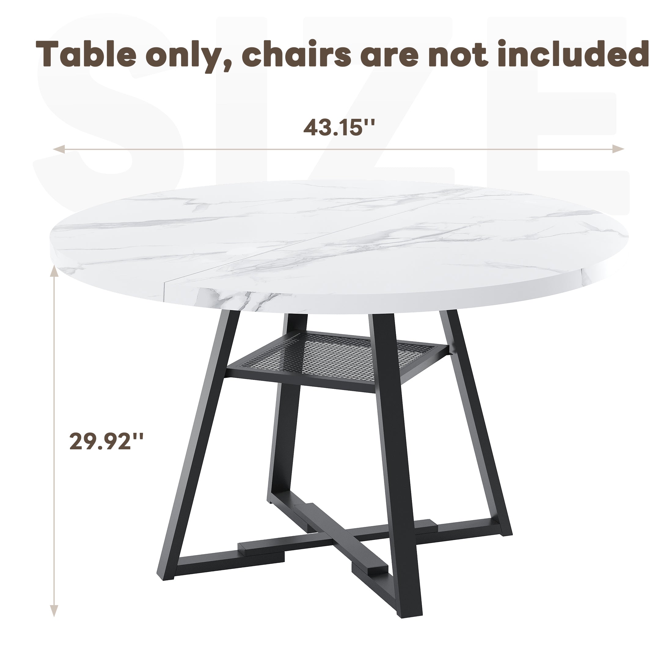 PAPROOS 43''Round Faux Marble Dining Table